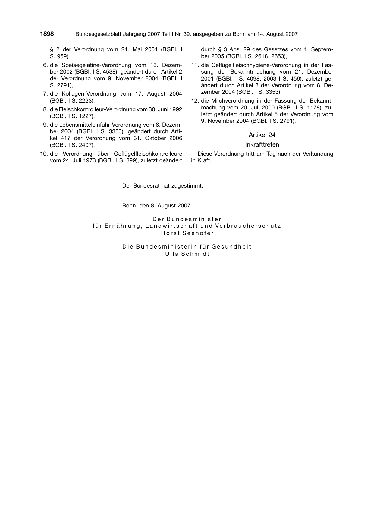 BGBl. 2007, Seite 1898 — Originalseite als Abbildung
