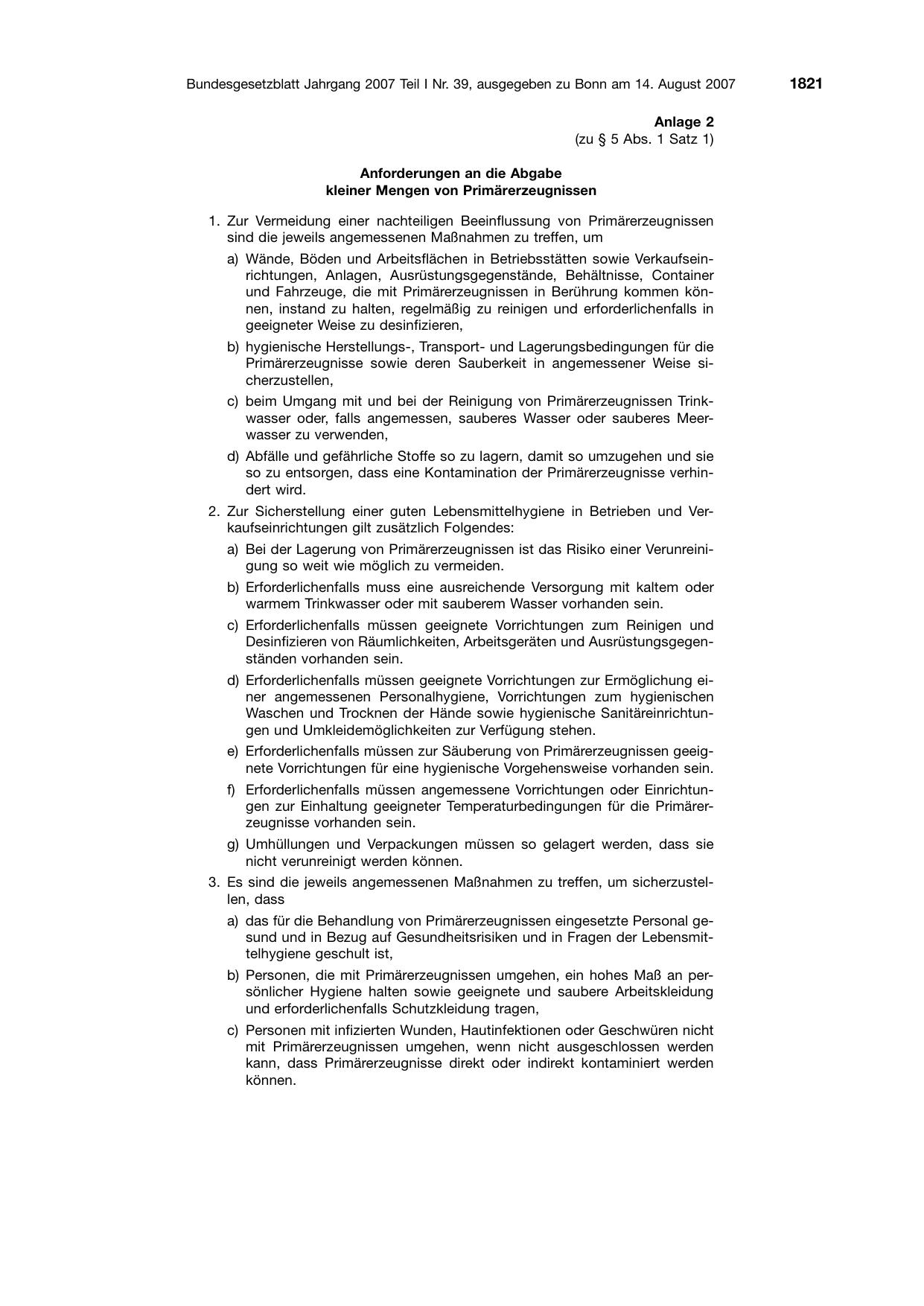 BGBl. 2007, Seite 1821 — Originalseite als Abbildung