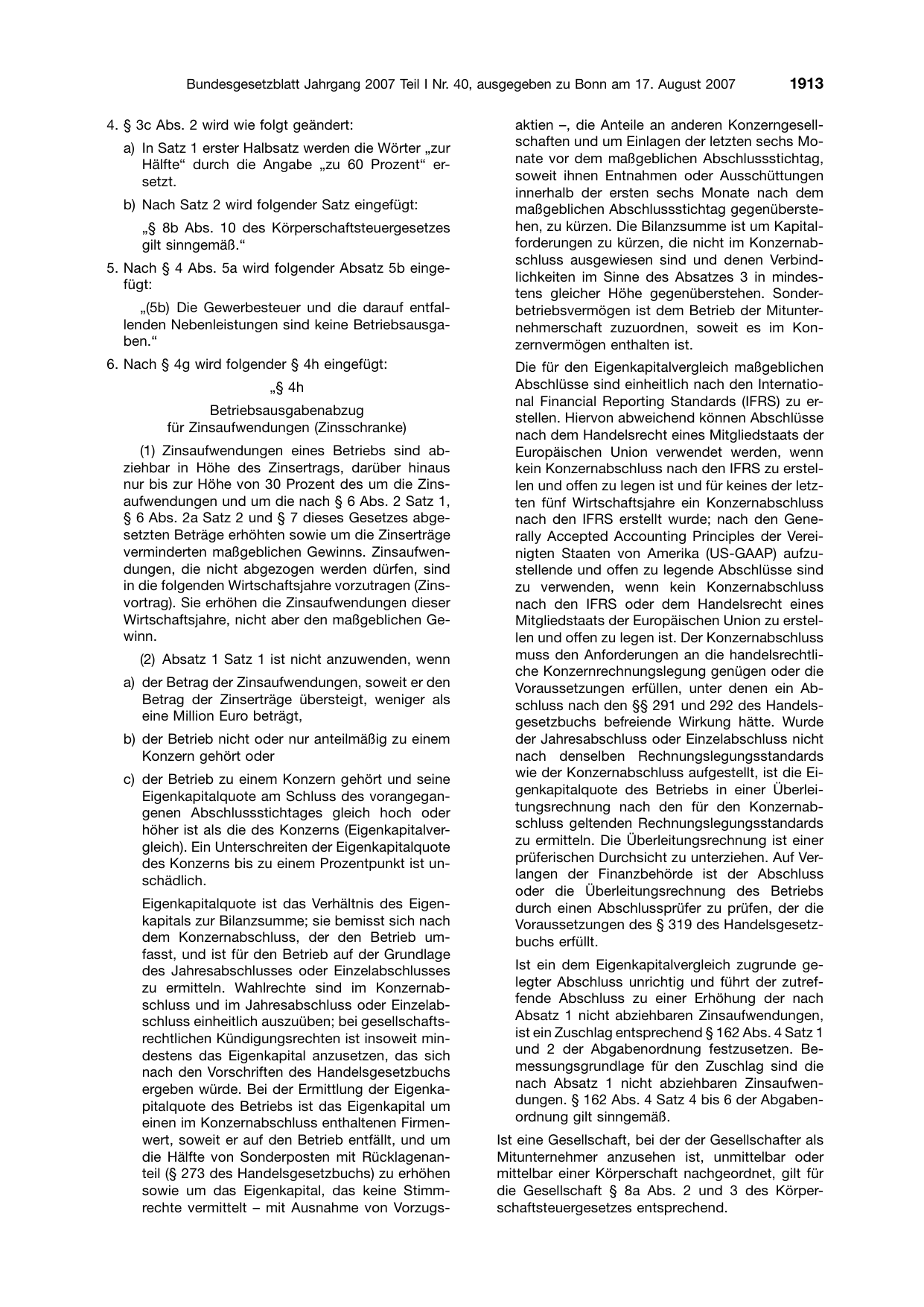 BGBl. 2007, Seite 1913 — Originalseite als Abbildung