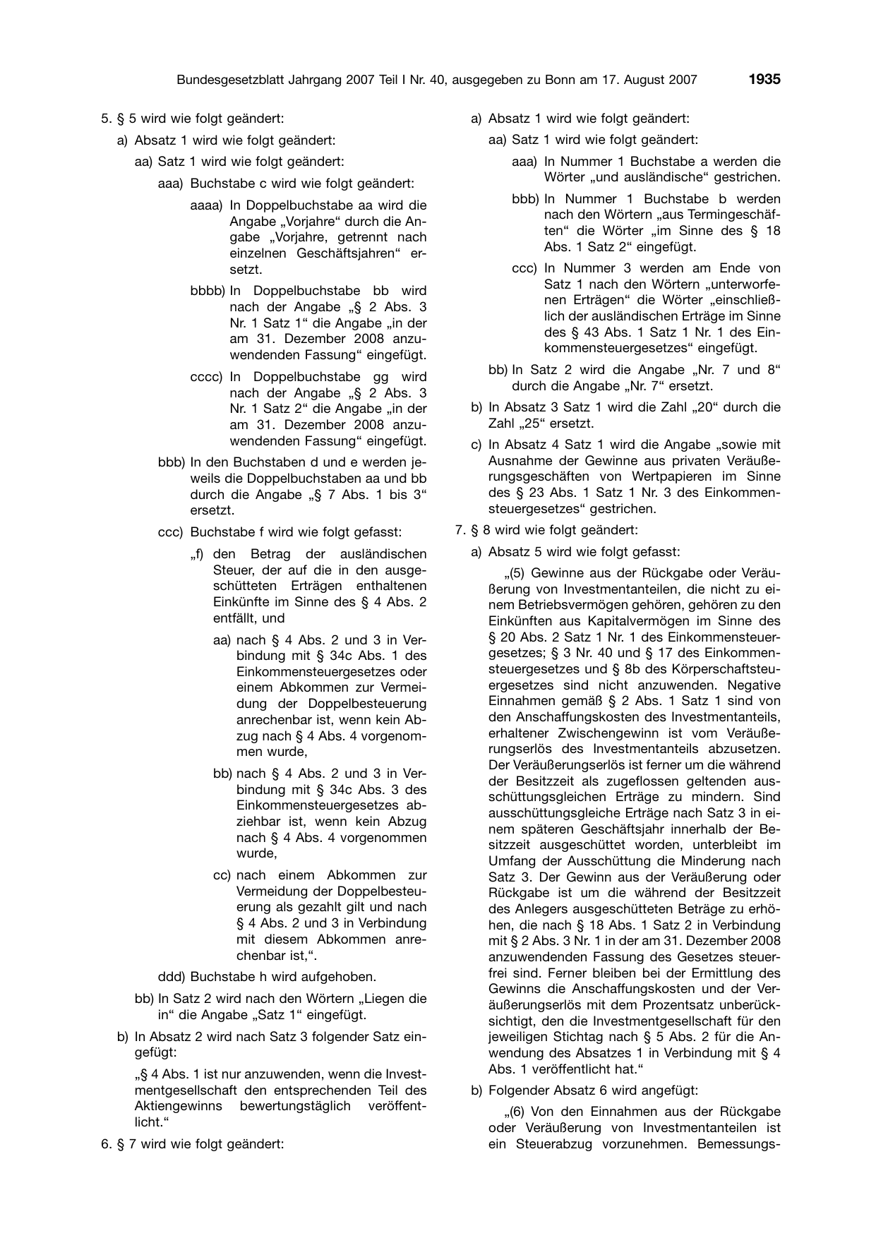 BGBl. 2007, Seite 1935 — Originalseite als Abbildung
