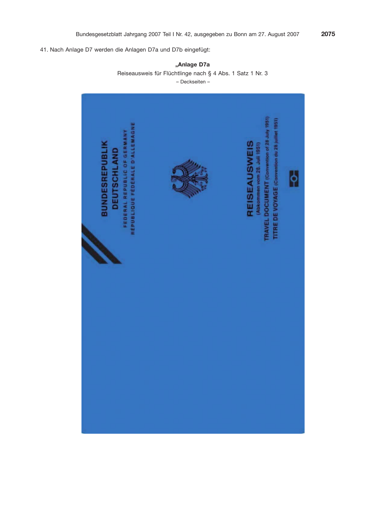 BGBl. 2007, Seite 2075 — Originalseite als Abbildung