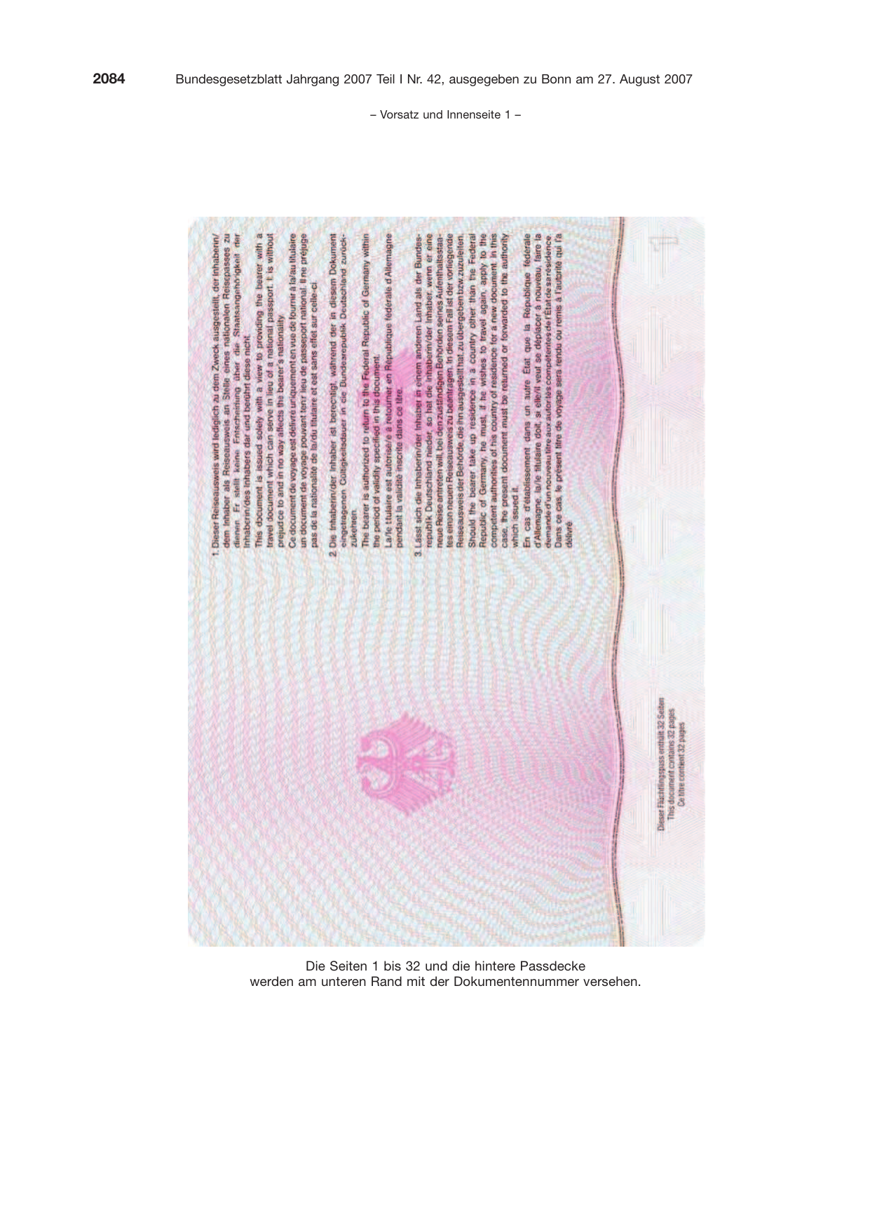 BGBl. 2007, Seite 2084 — Originalseite als Abbildung