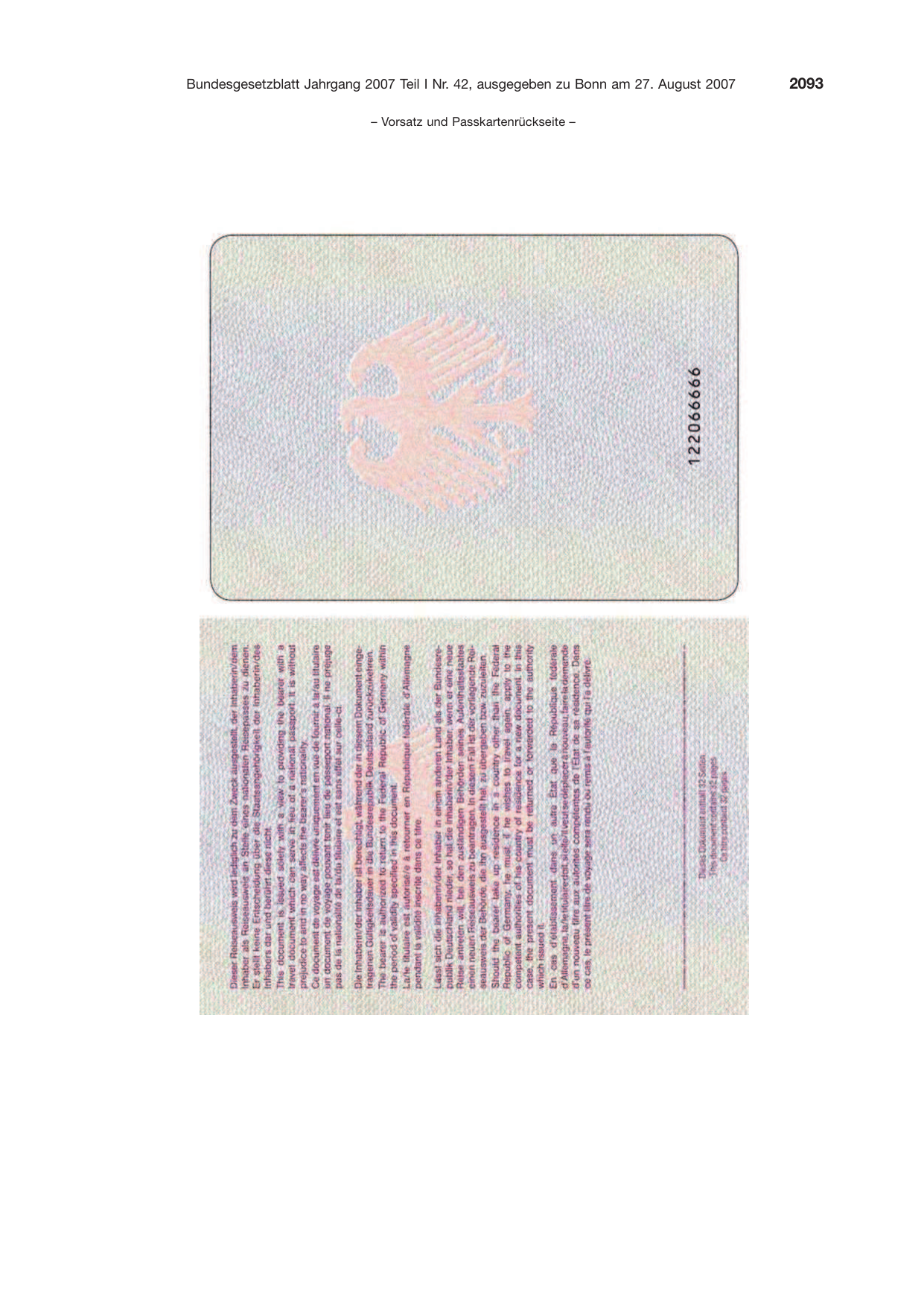 BGBl. 2007, Seite 2093 — Originalseite als Abbildung