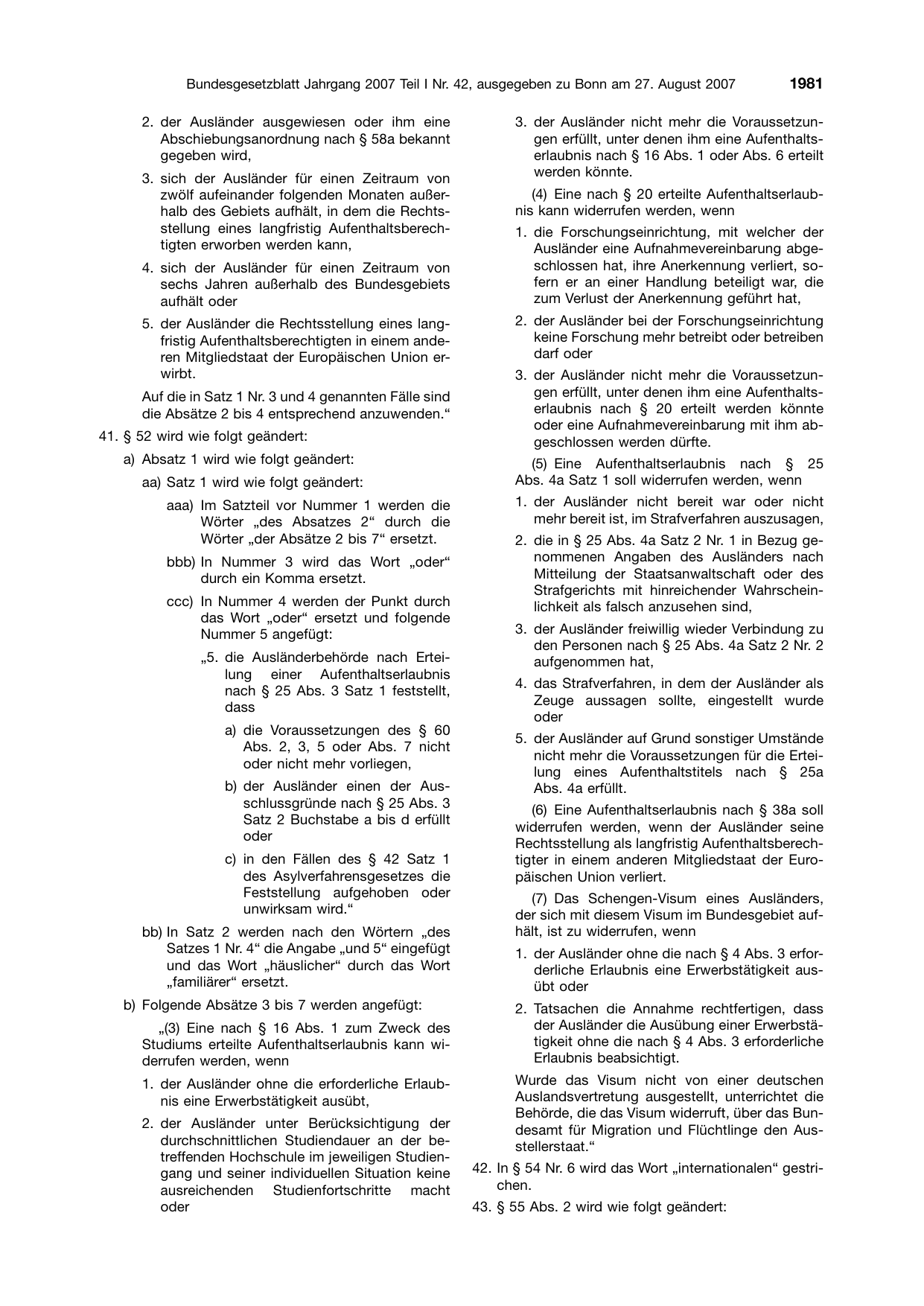 BGBl. 2007, Seite 1981 — Originalseite als Abbildung