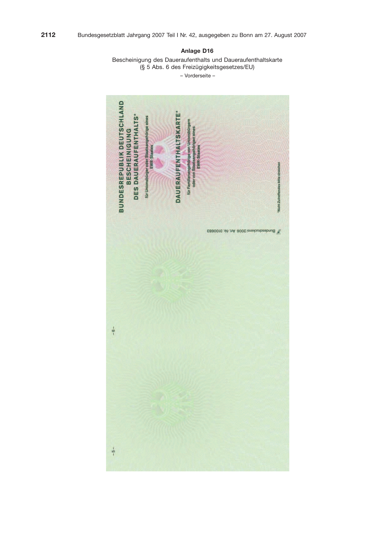 BGBl. 2007, Seite 2112 — Originalseite als Abbildung
