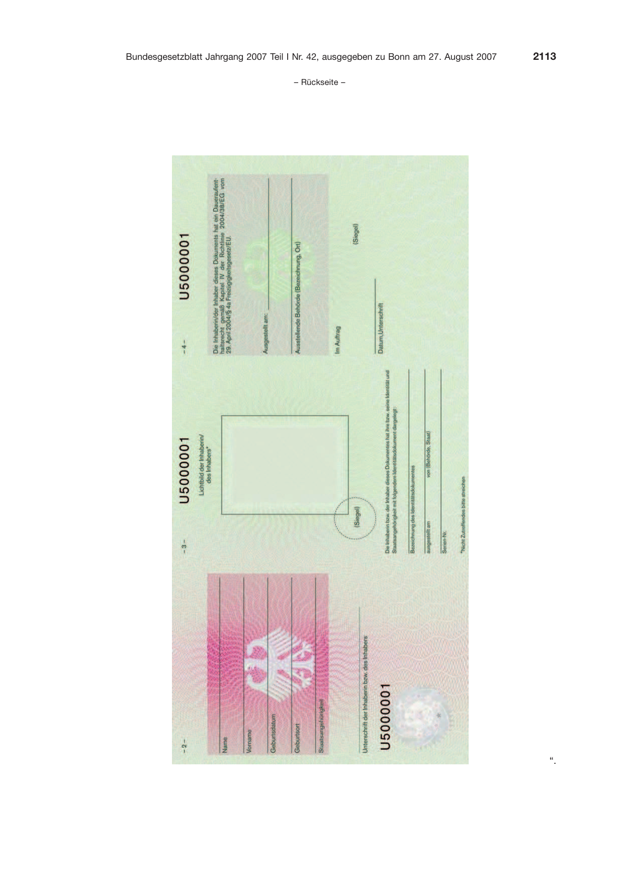 BGBl. 2007, Seite 2113 — Originalseite als Abbildung
