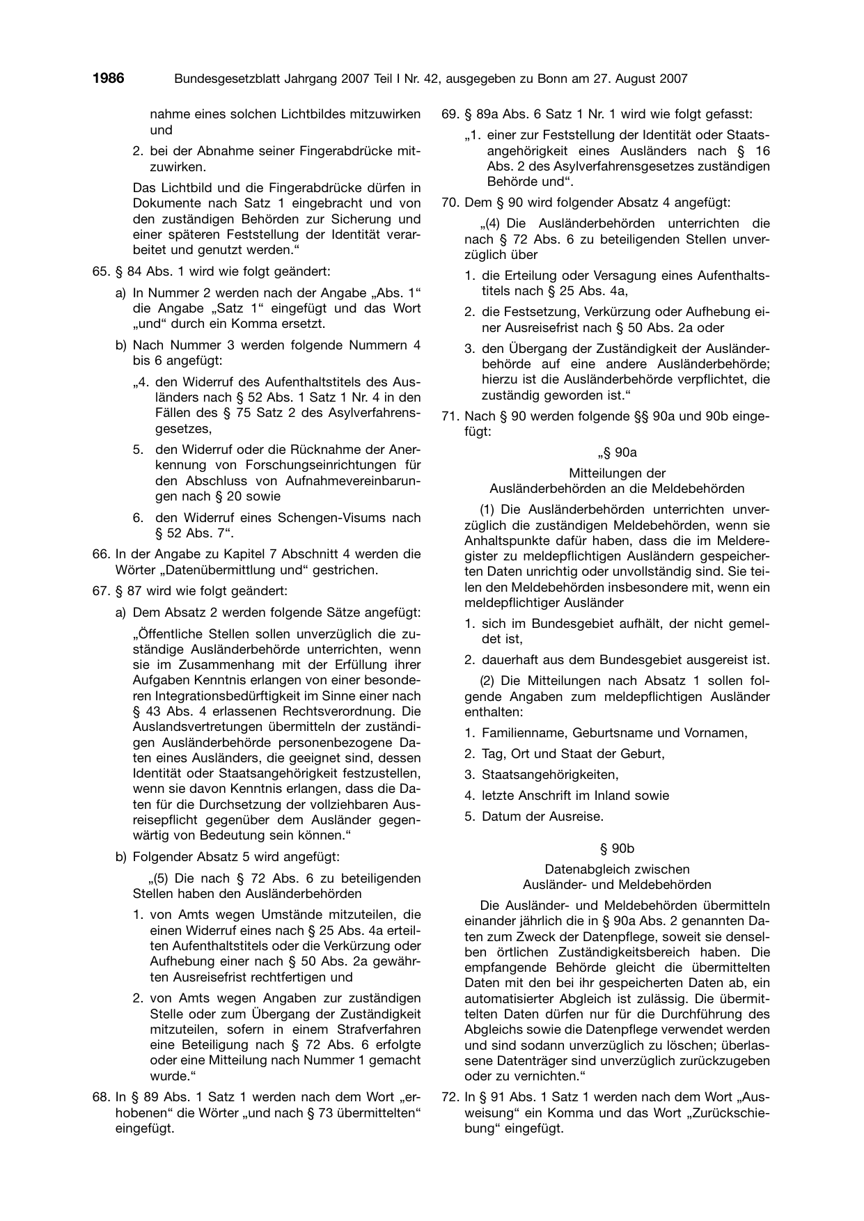 BGBl. 2007, Seite 1986 — Originalseite als Abbildung