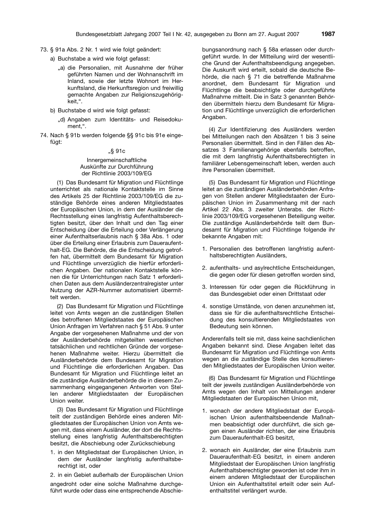 BGBl. 2007, Seite 1987 — Originalseite als Abbildung