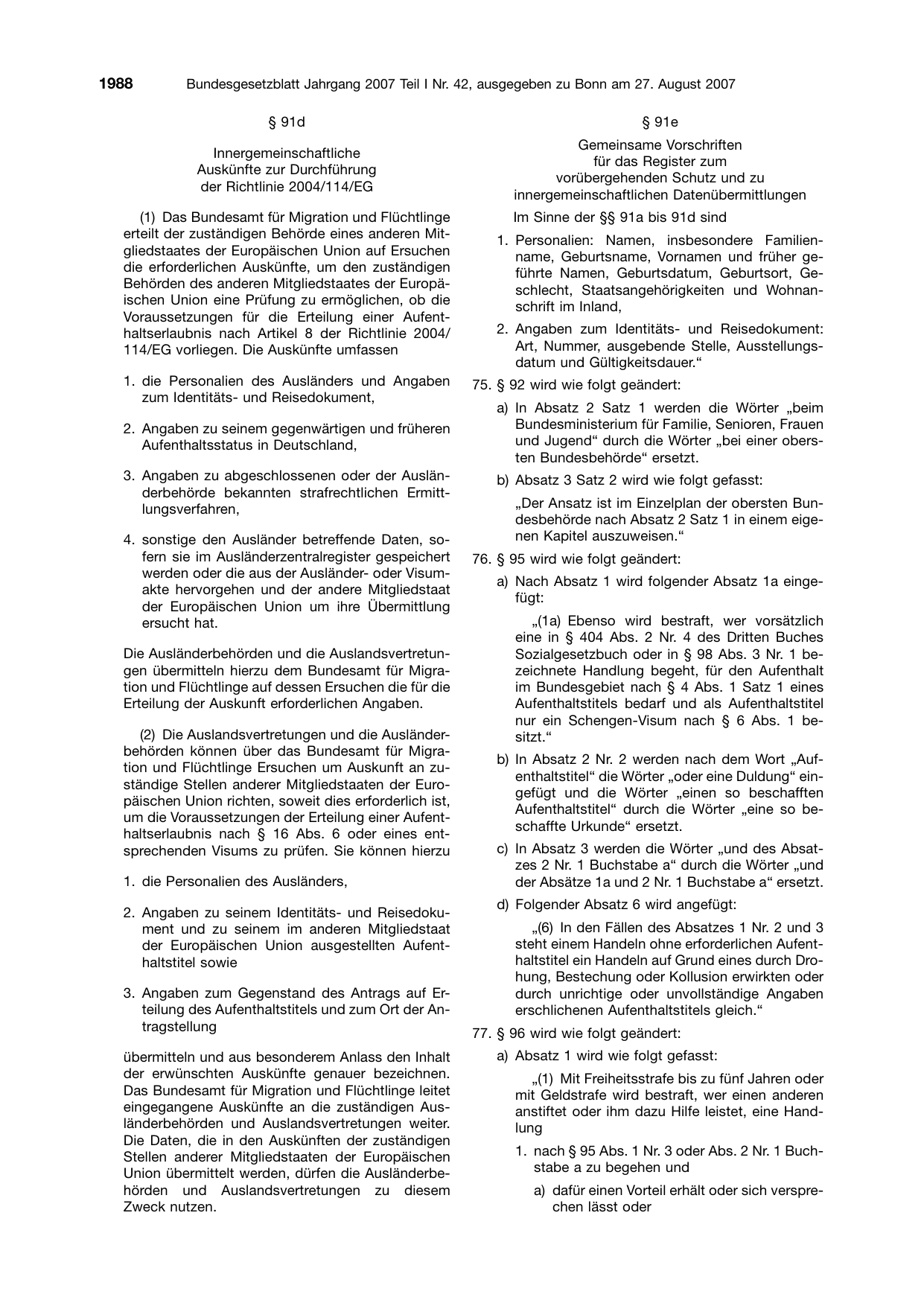 BGBl. 2007, Seite 1988 — Originalseite als Abbildung