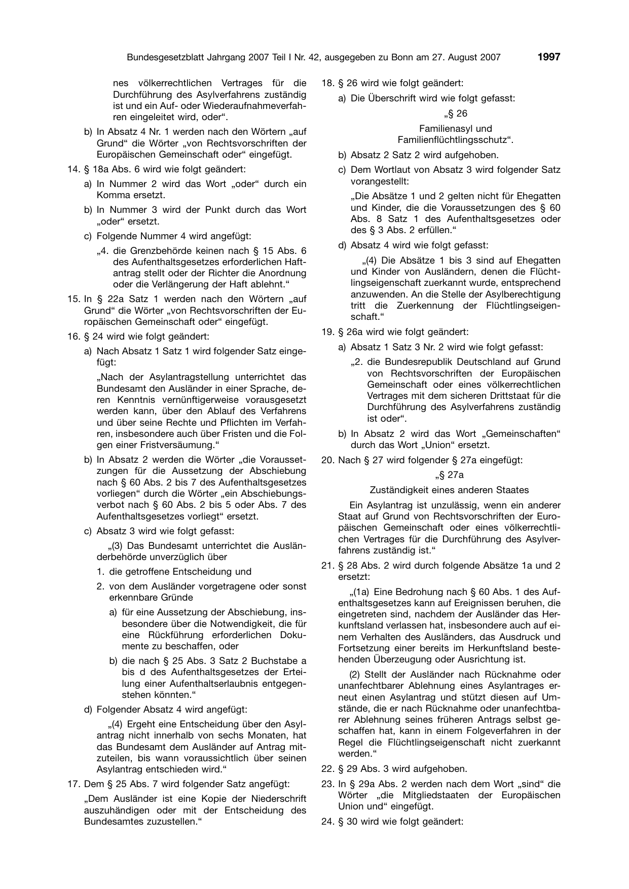 BGBl. 2007, Seite 1997 — Originalseite als Abbildung