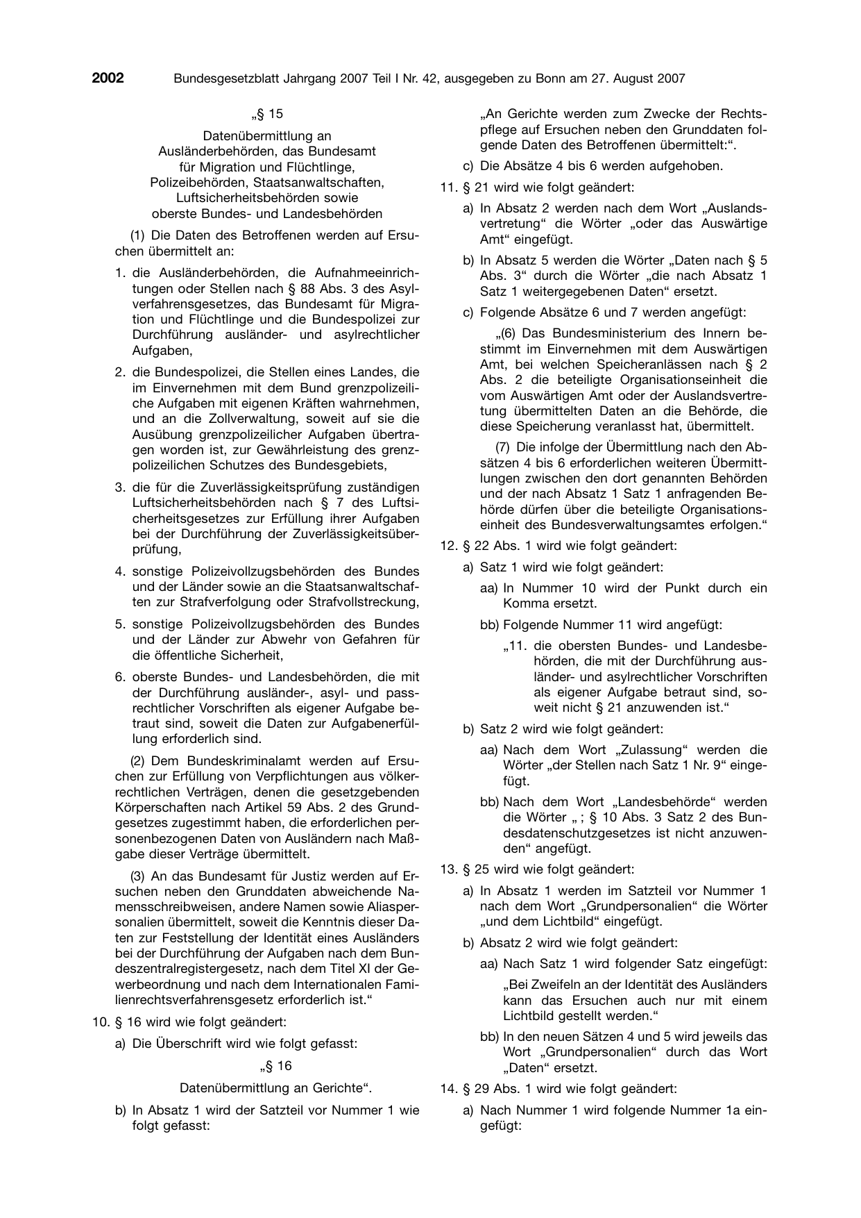 BGBl. 2007, Seite 2002 — Originalseite als Abbildung