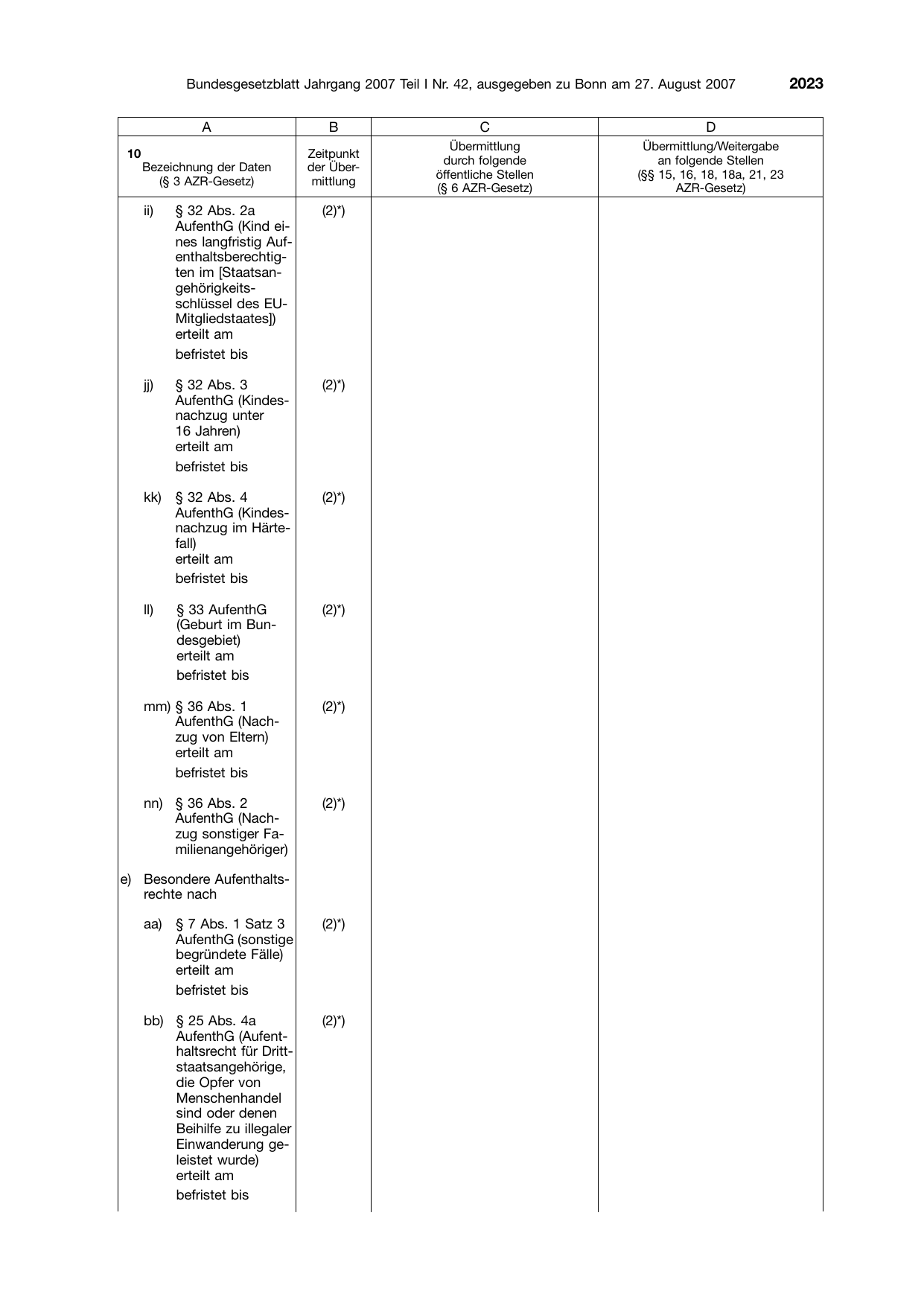 BGBl. 2007, Seite 2023 — Originalseite als Abbildung