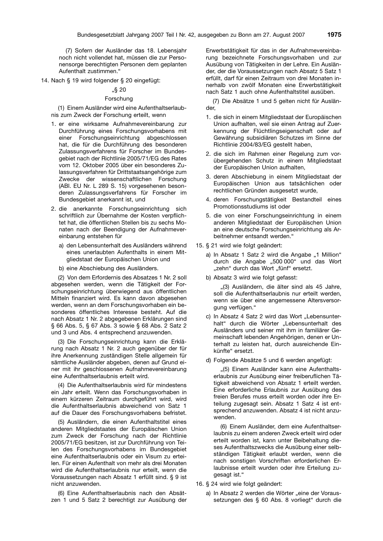 BGBl. 2007, Seite 1975 — Originalseite als Abbildung