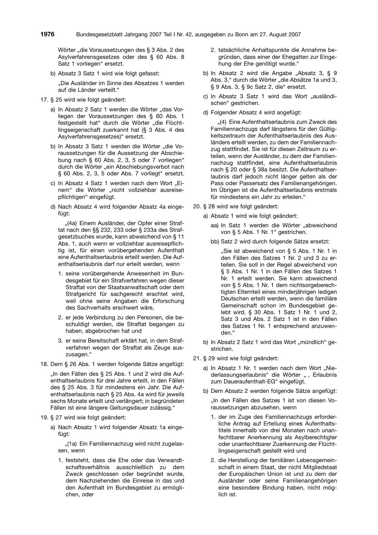 BGBl. 2007, Seite 1976 — Originalseite als Abbildung