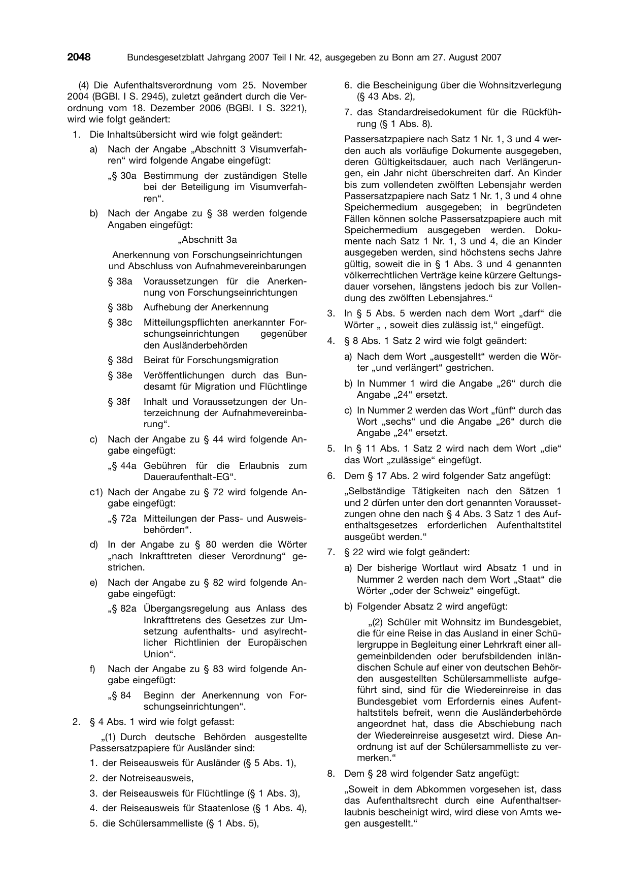 BGBl. 2007, Seite 2048 — Originalseite als Abbildung