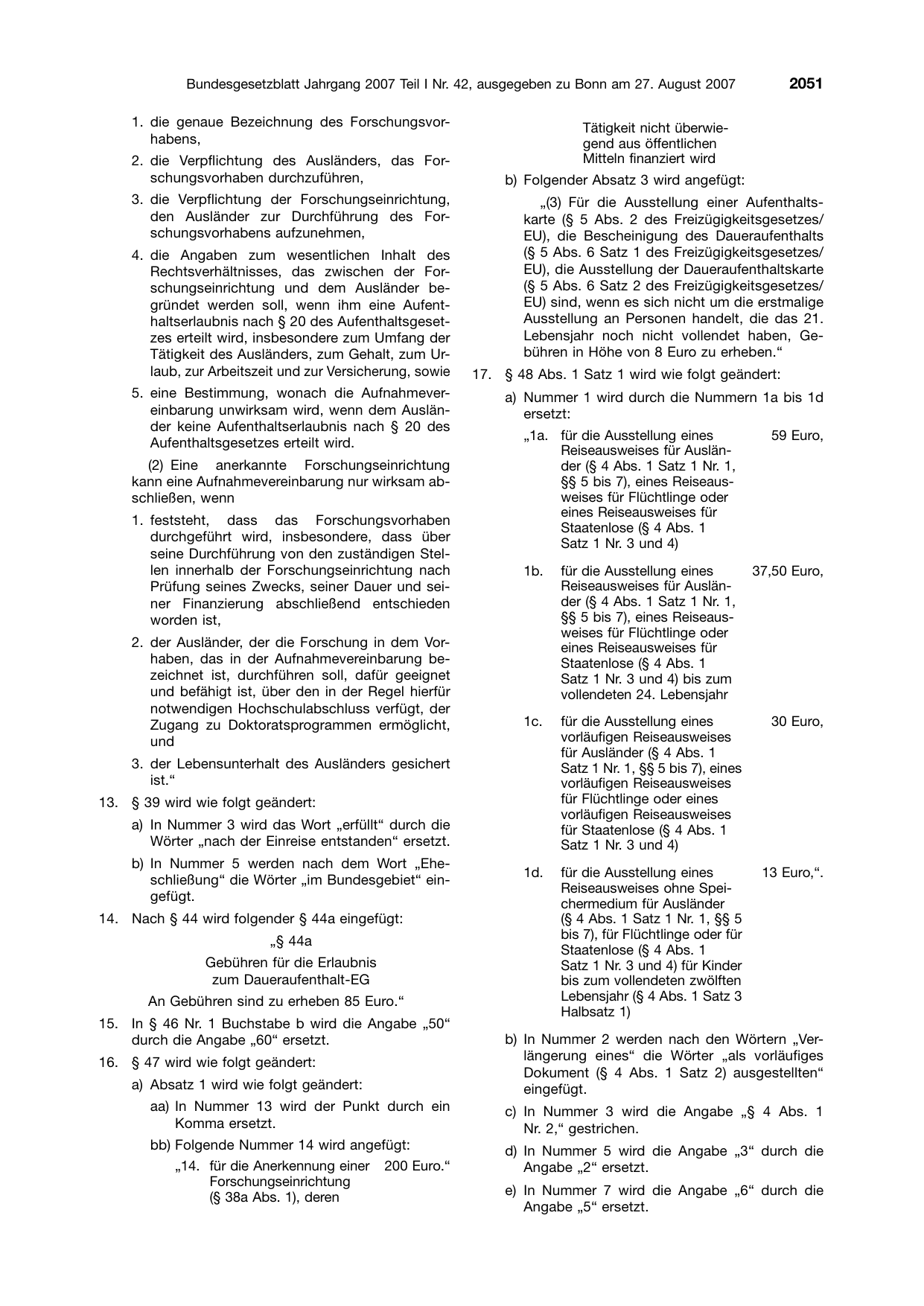 BGBl. 2007, Seite 2051 — Originalseite als Abbildung