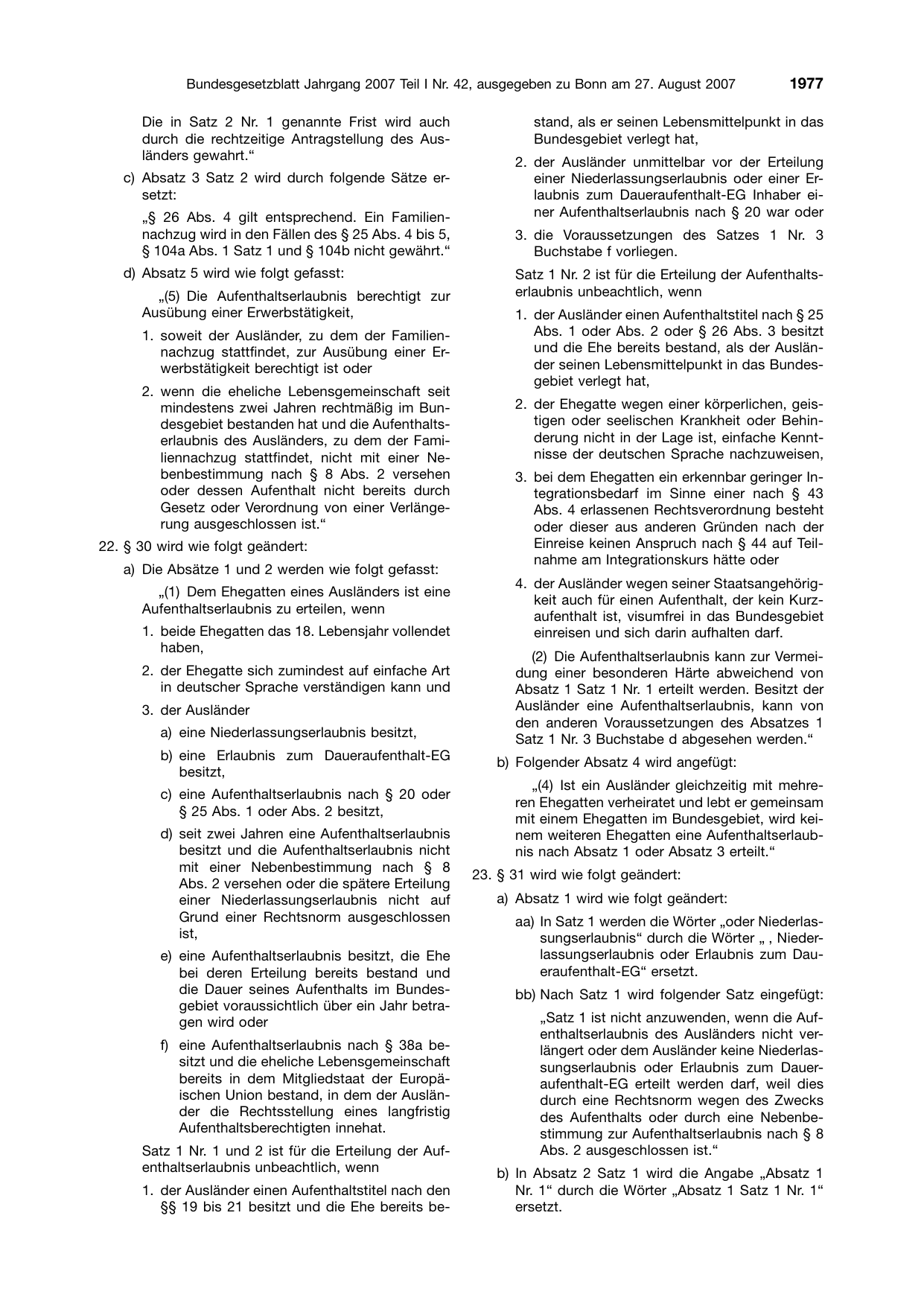 BGBl. 2007, Seite 1977 — Originalseite als Abbildung
