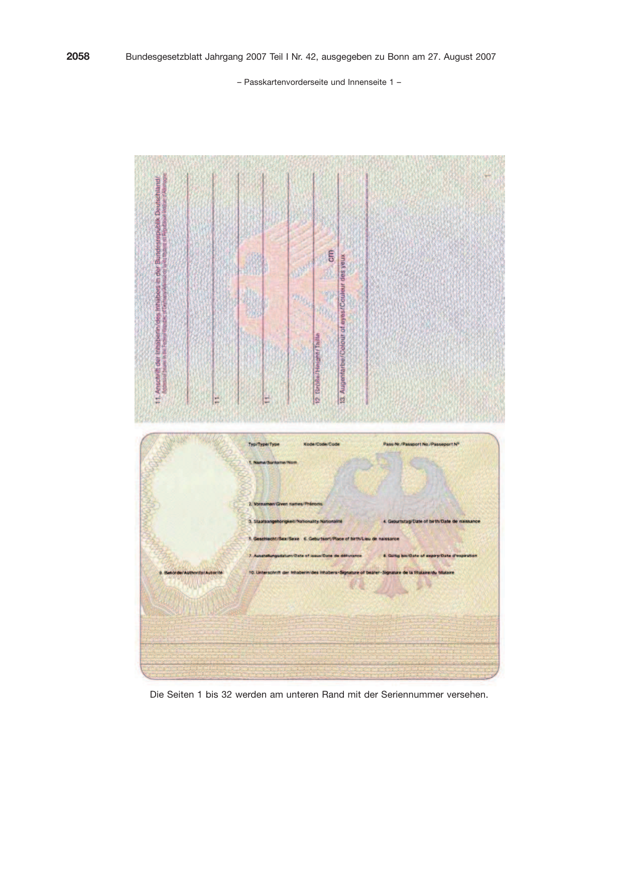 BGBl. 2007, Seite 2058 — Originalseite als Abbildung