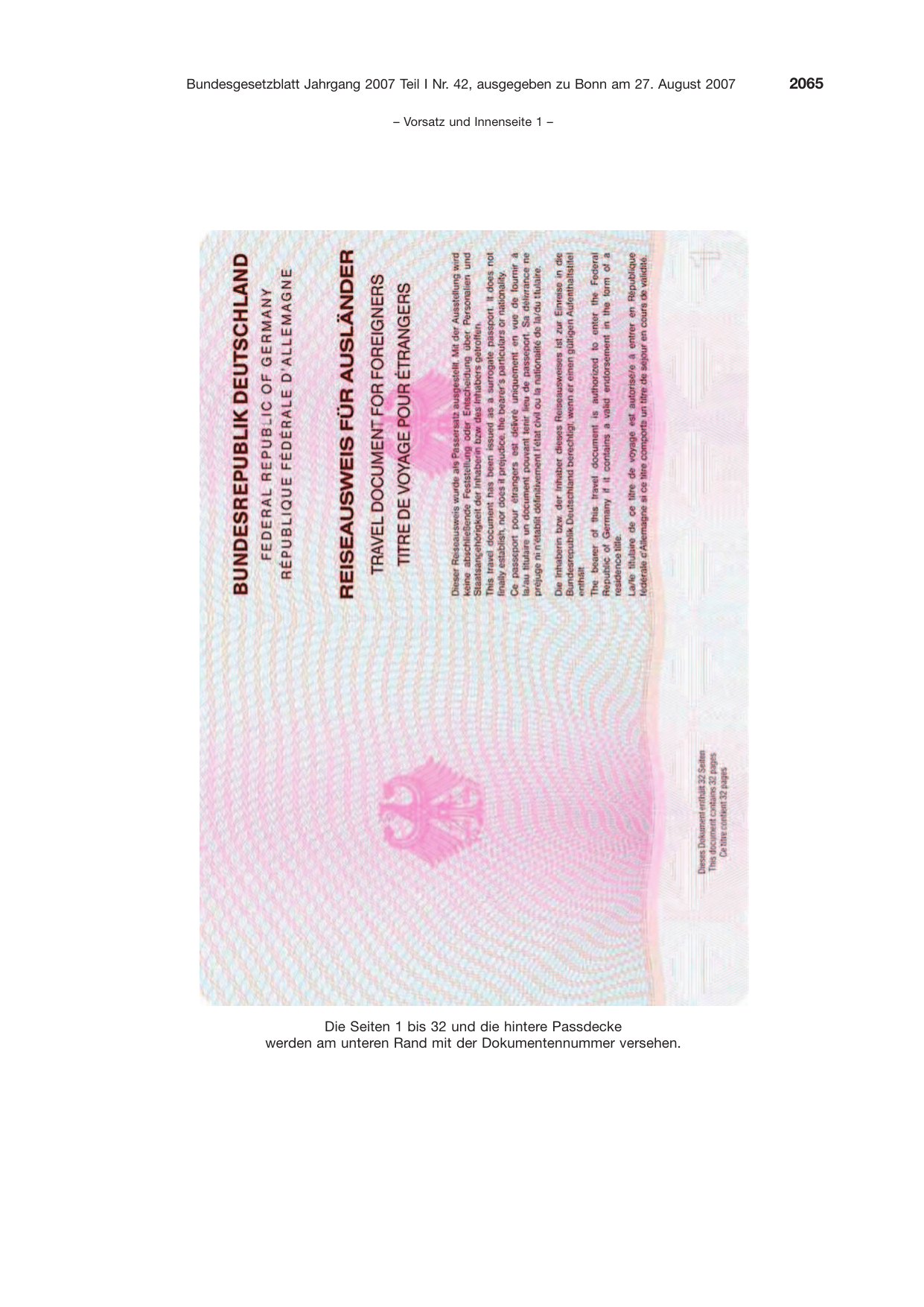 BGBl. 2007, Seite 2065 — Originalseite als Abbildung