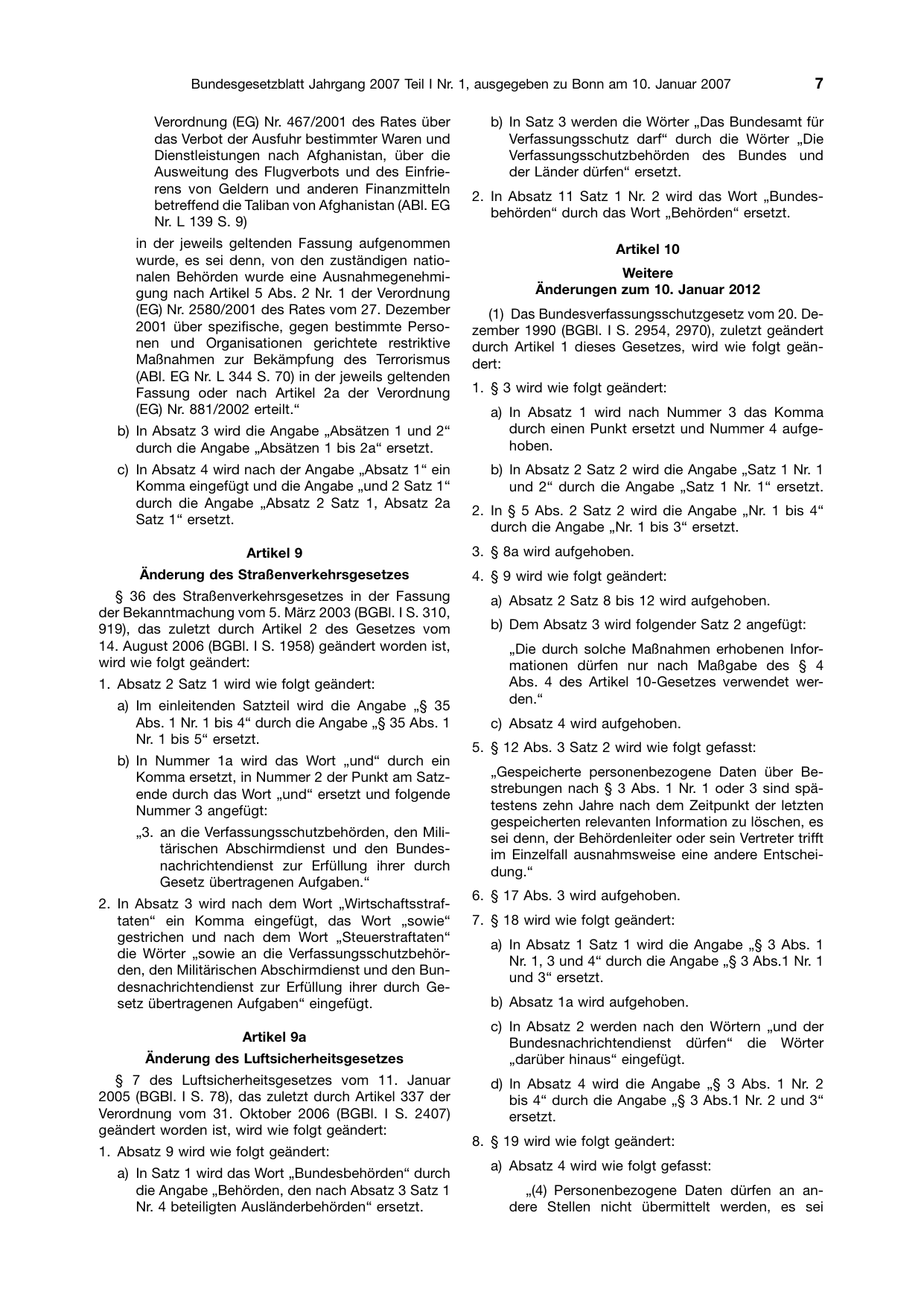BGBl. 2007, Seite 7 — Originalseite als Abbildung