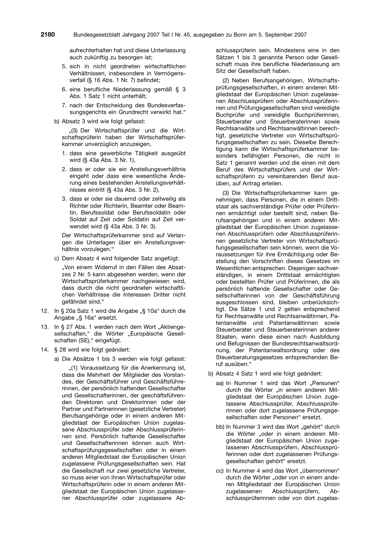 BGBl. 2007, Seite 2180 — Originalseite als Abbildung