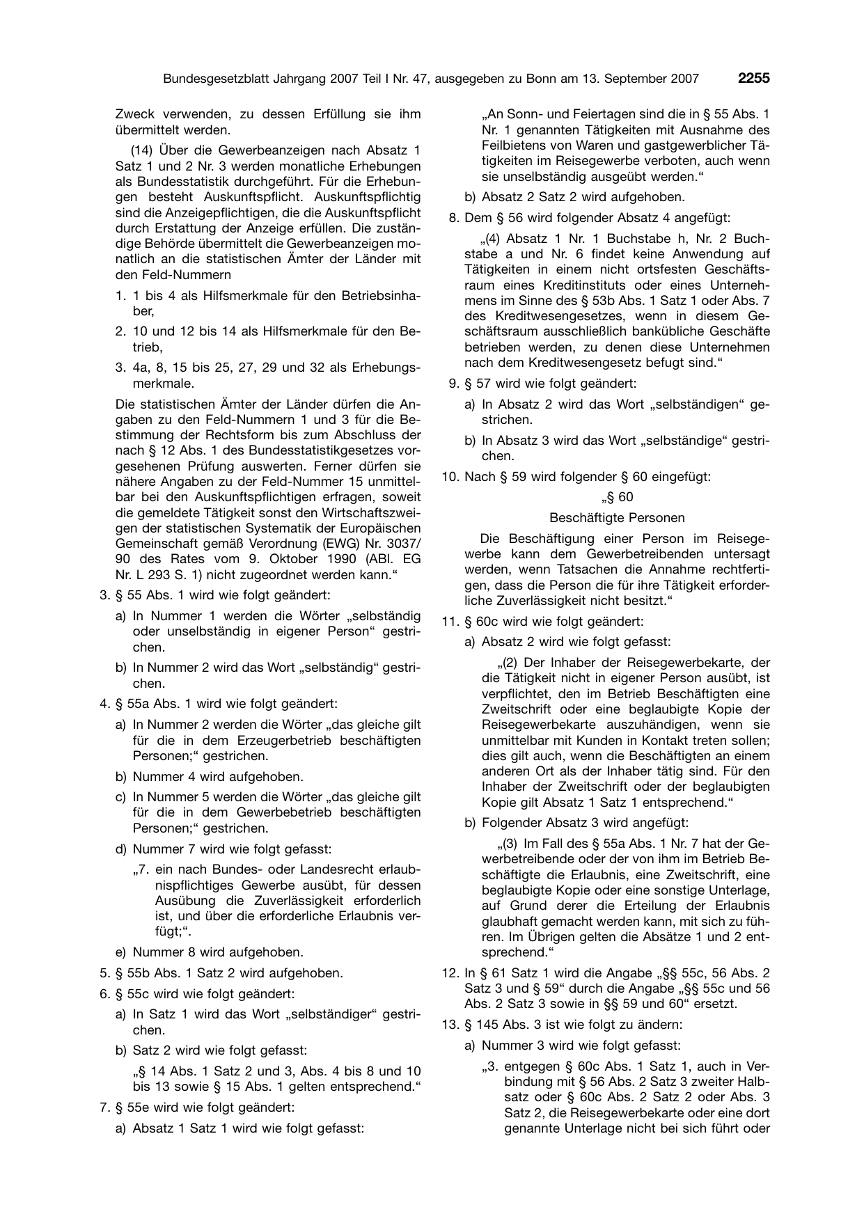 BGBl. 2007, Seite 2255 — Originalseite als Abbildung