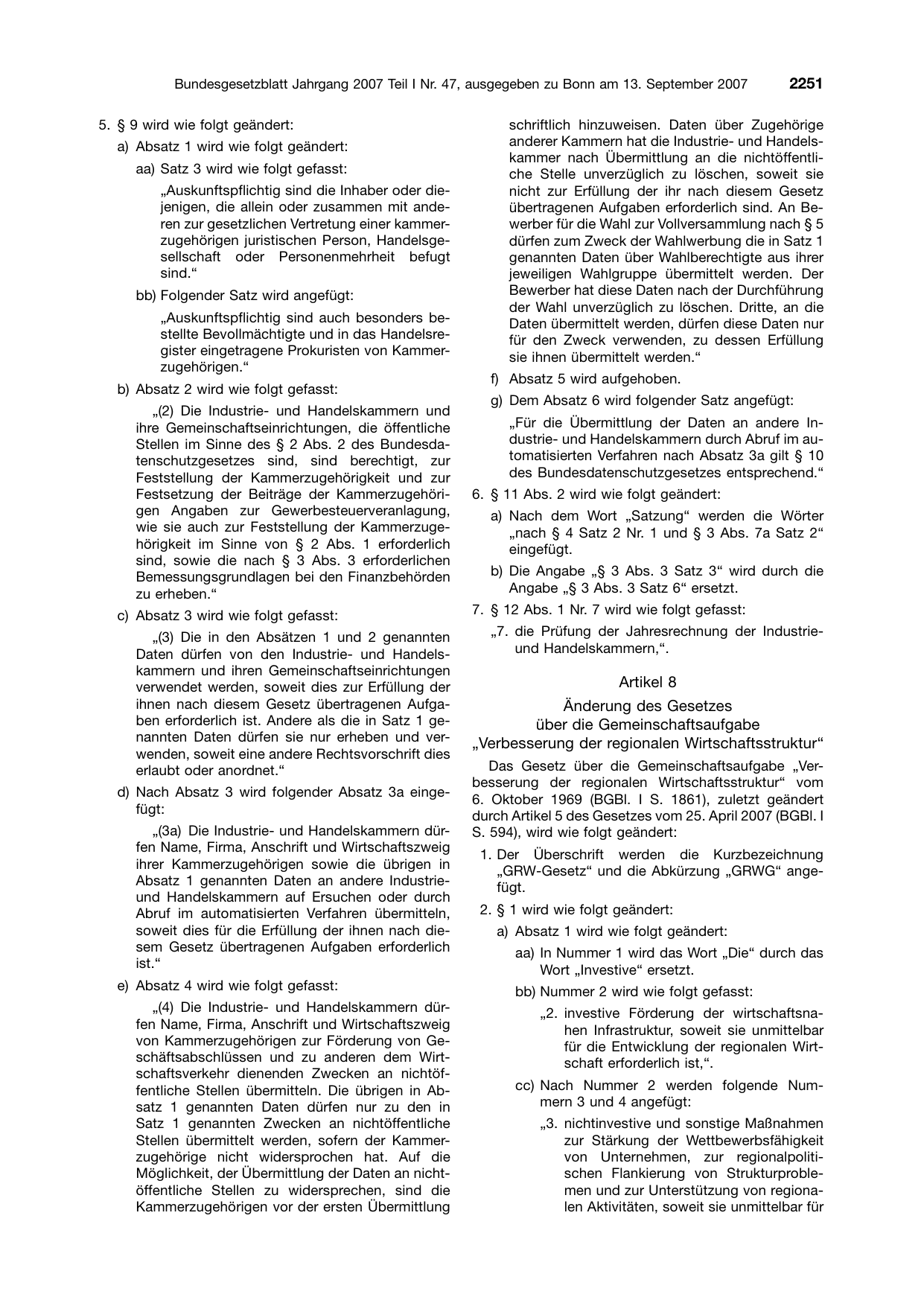 BGBl. 2007, Seite 2251 — Originalseite als Abbildung