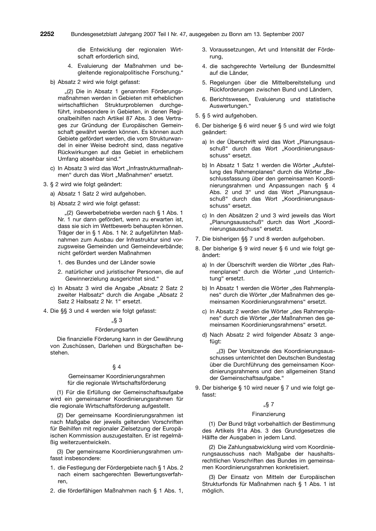 BGBl. 2007, Seite 2252 — Originalseite als Abbildung