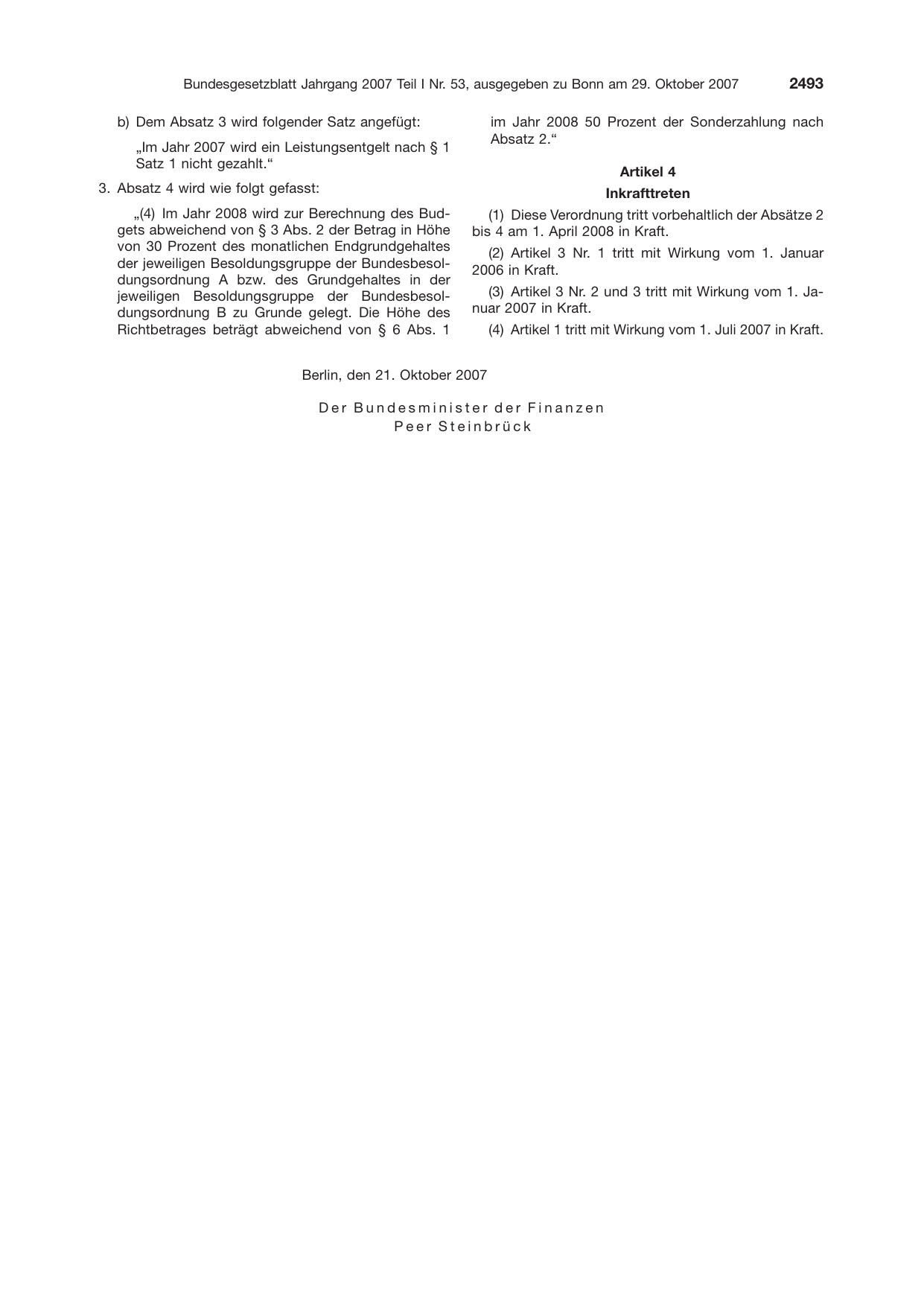 BGBl. 2007, Seite 2493 — Originalseite als Abbildung