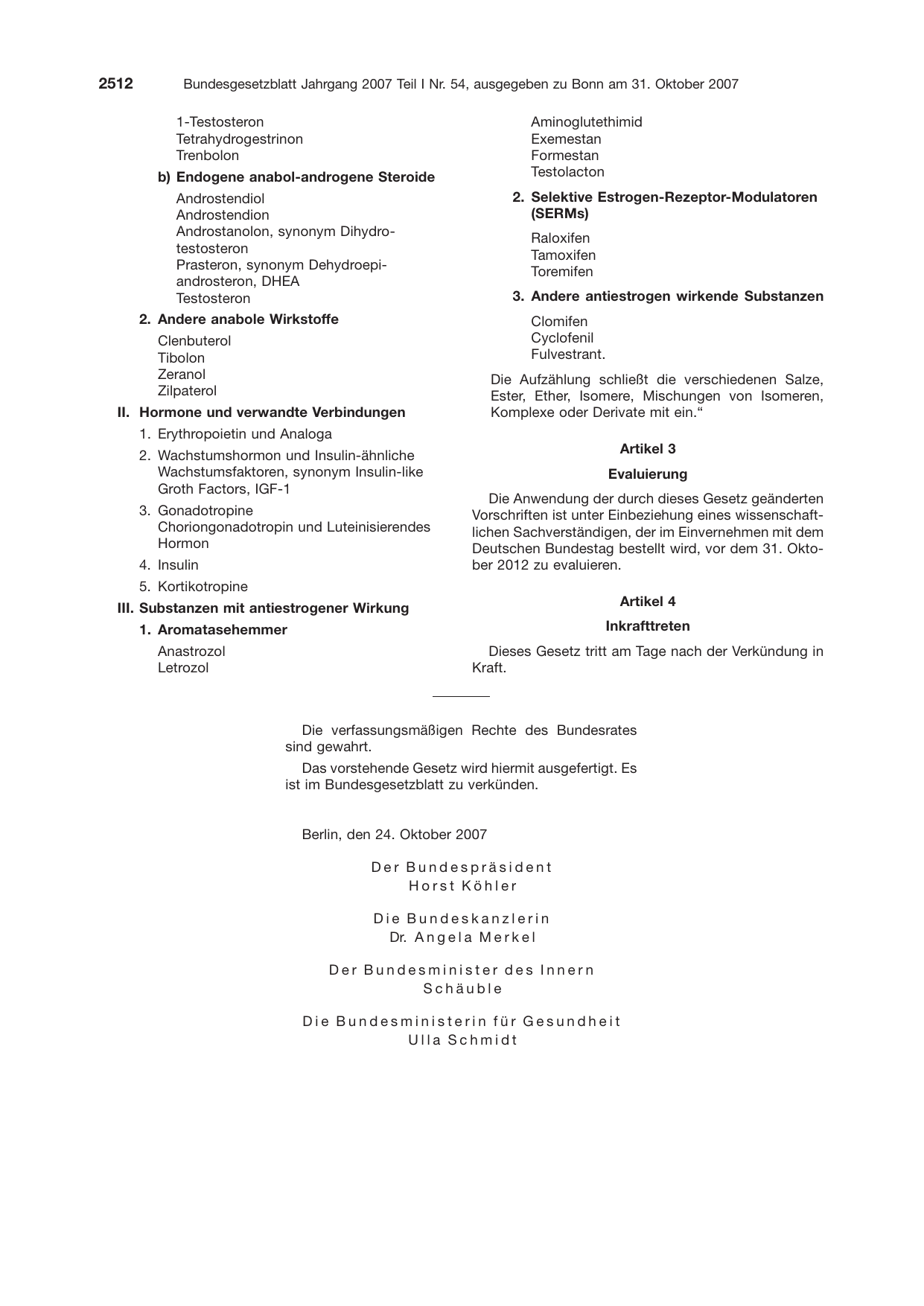 BGBl. 2007, Seite 2512 — Originalseite als Abbildung