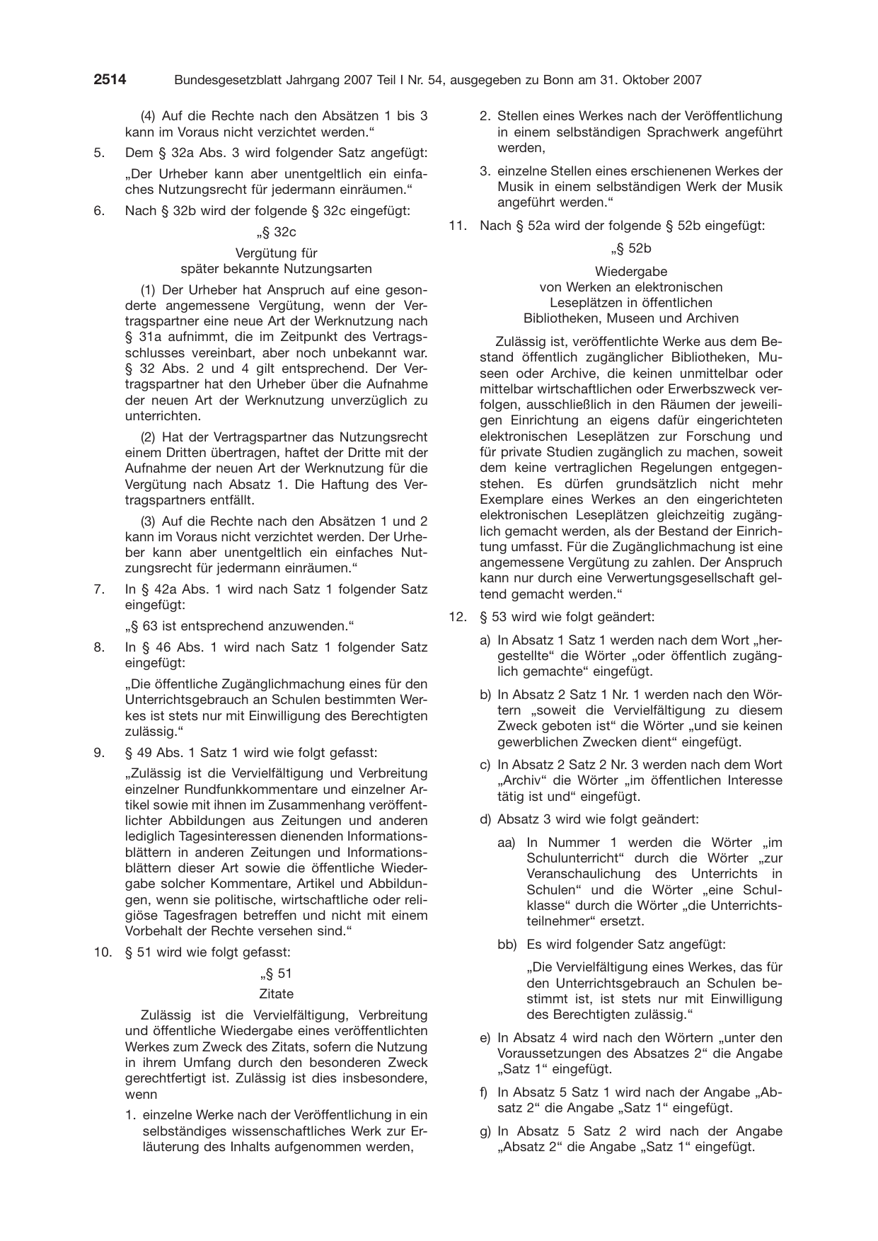 BGBl. 2007, Seite 2514 — Originalseite als Abbildung