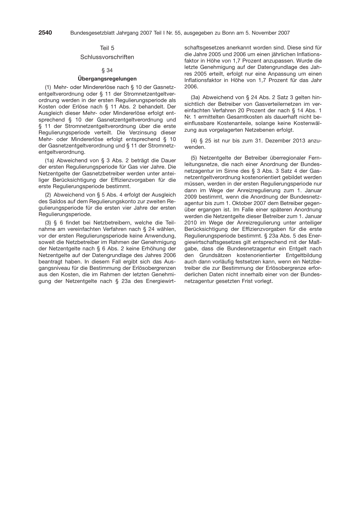 BGBl. 2007, Seite 2540 — Originalseite als Abbildung