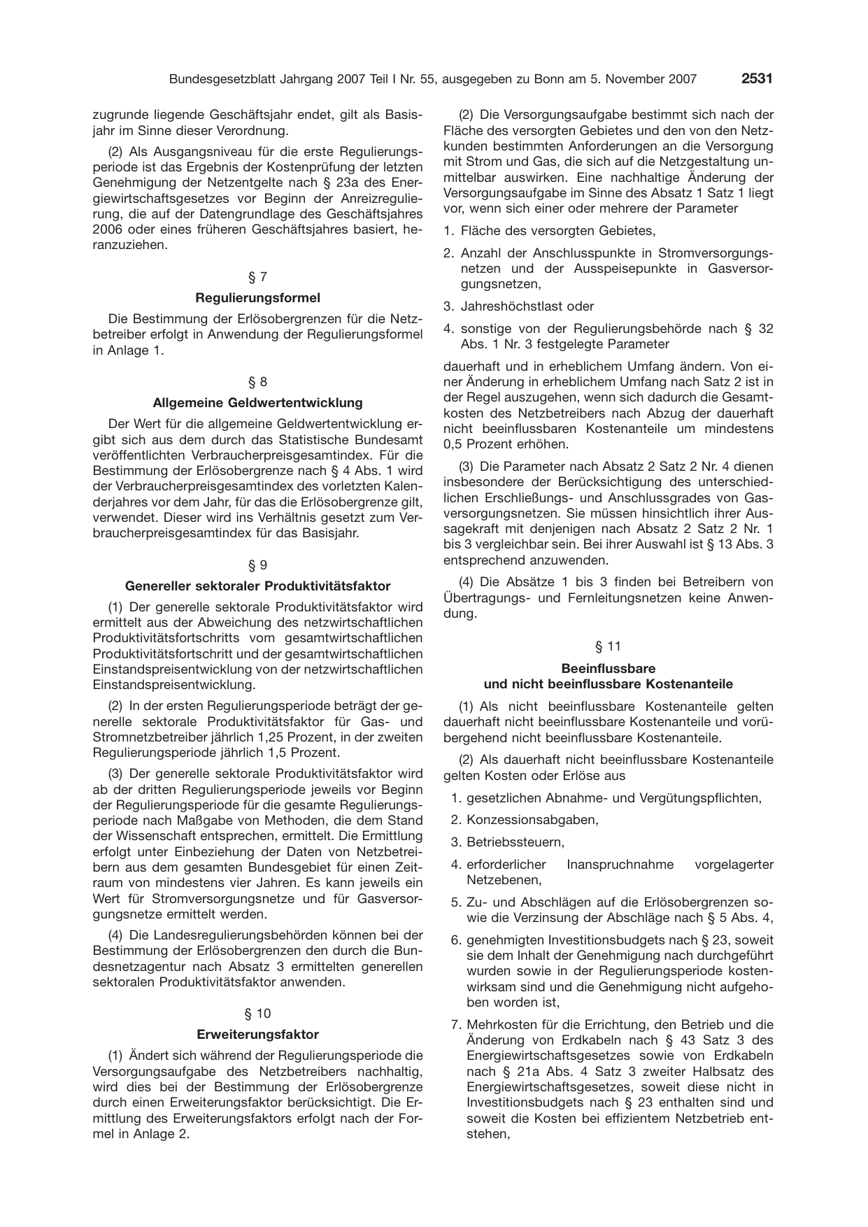 BGBl. 2007, Seite 2531 — Originalseite als Abbildung