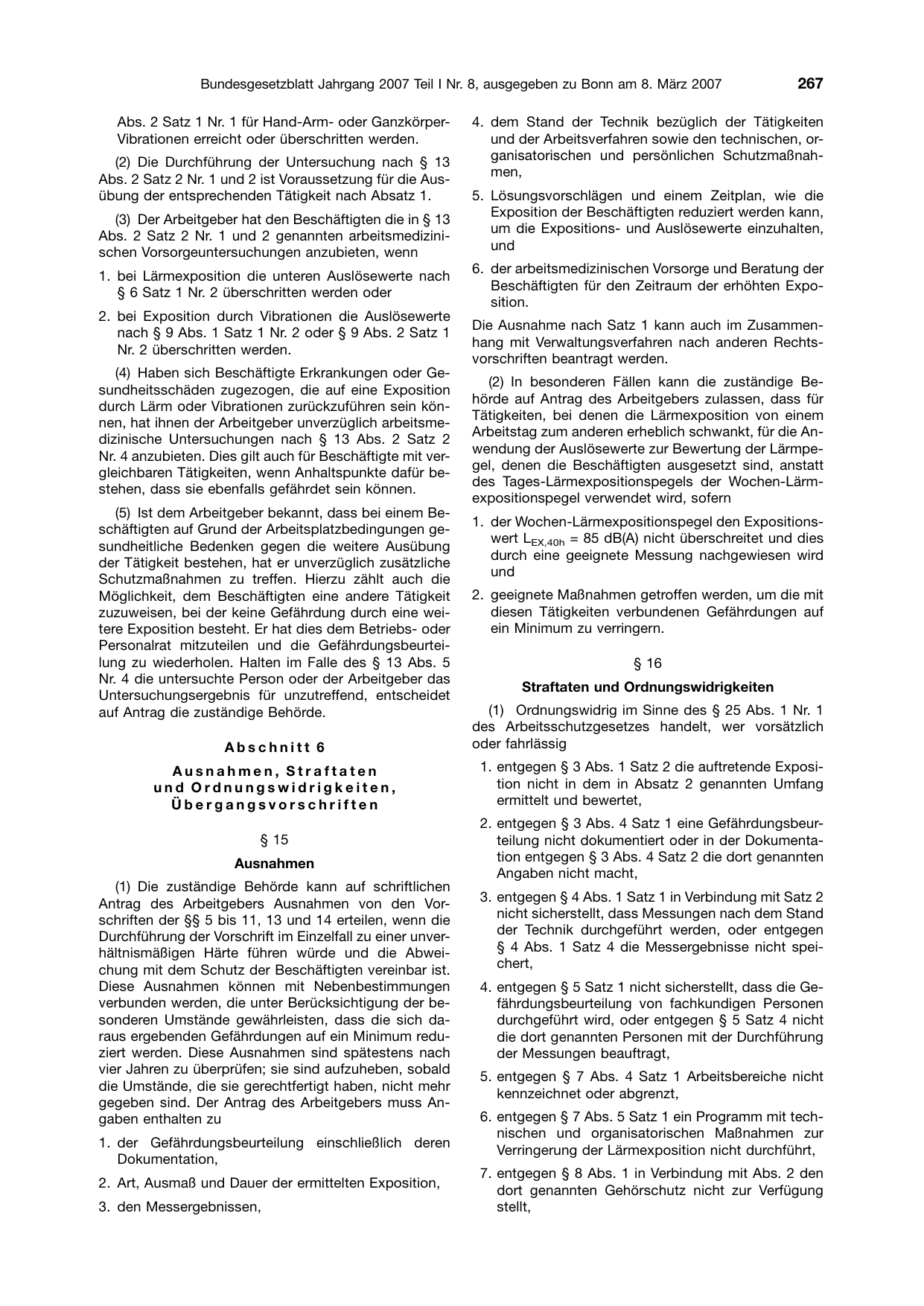 BGBl. 2007, Seite 267 — Originalseite als Abbildung
