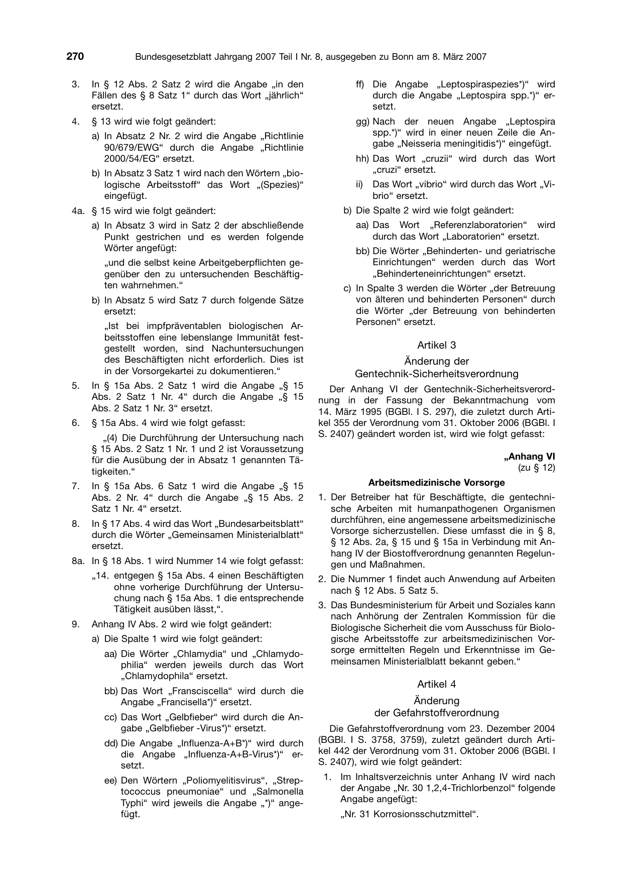 BGBl. 2007, Seite 270 — Originalseite als Abbildung