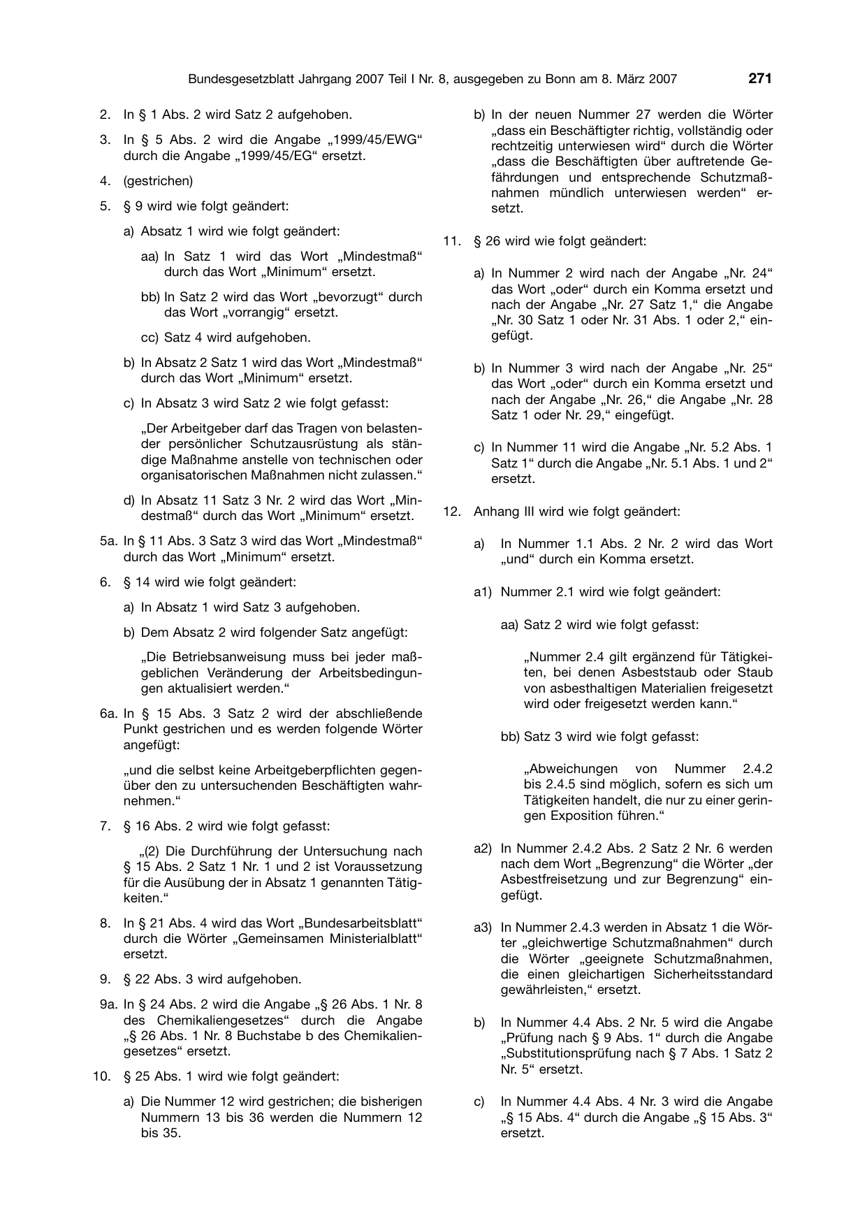 BGBl. 2007, Seite 271 — Originalseite als Abbildung