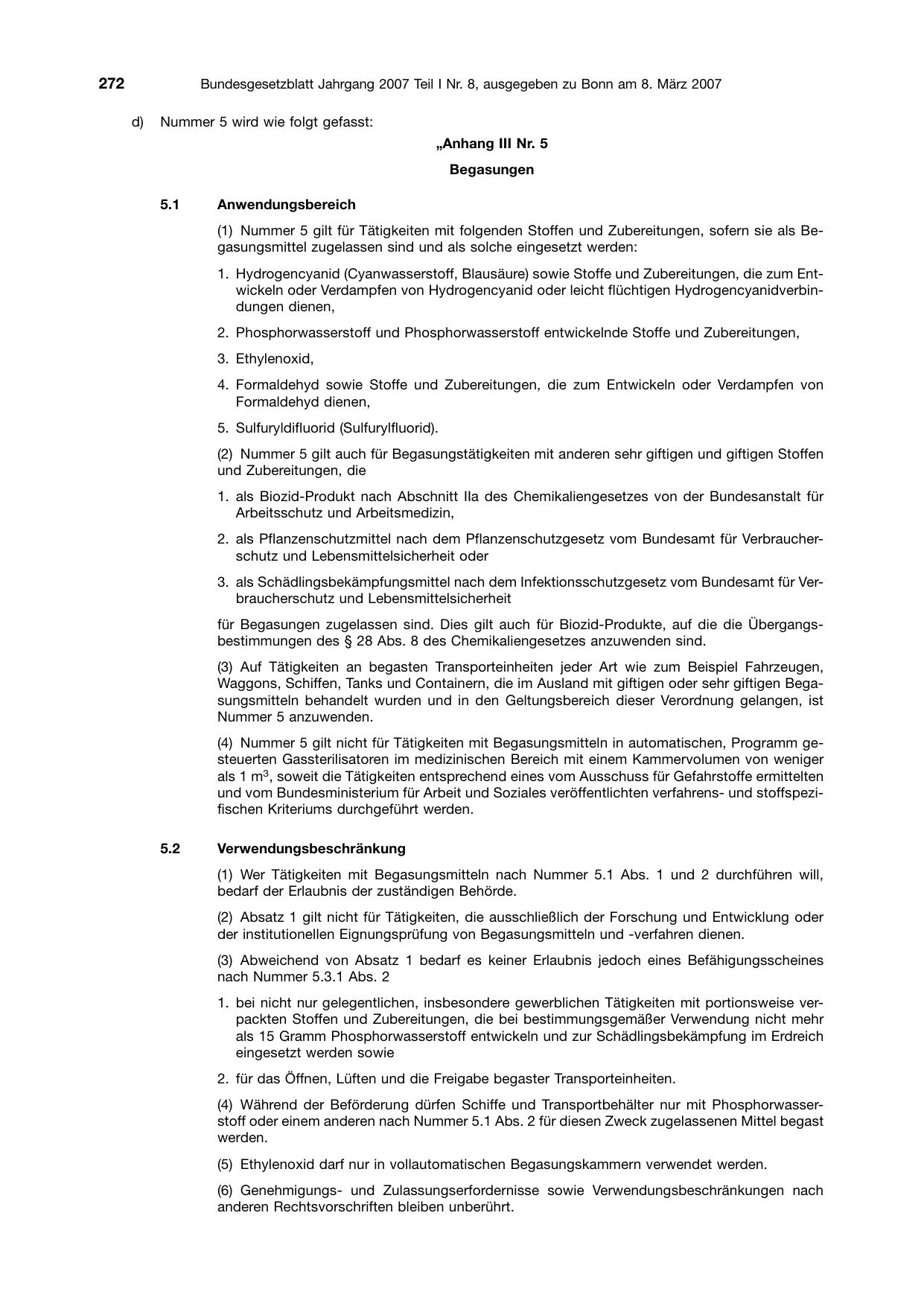 BGBl. 2007, Seite 272 — Originalseite als Abbildung