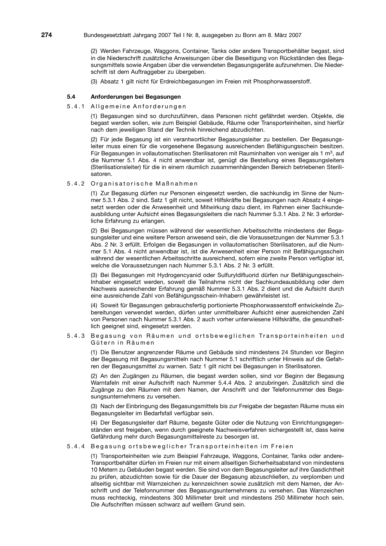 BGBl. 2007, Seite 274 — Originalseite als Abbildung