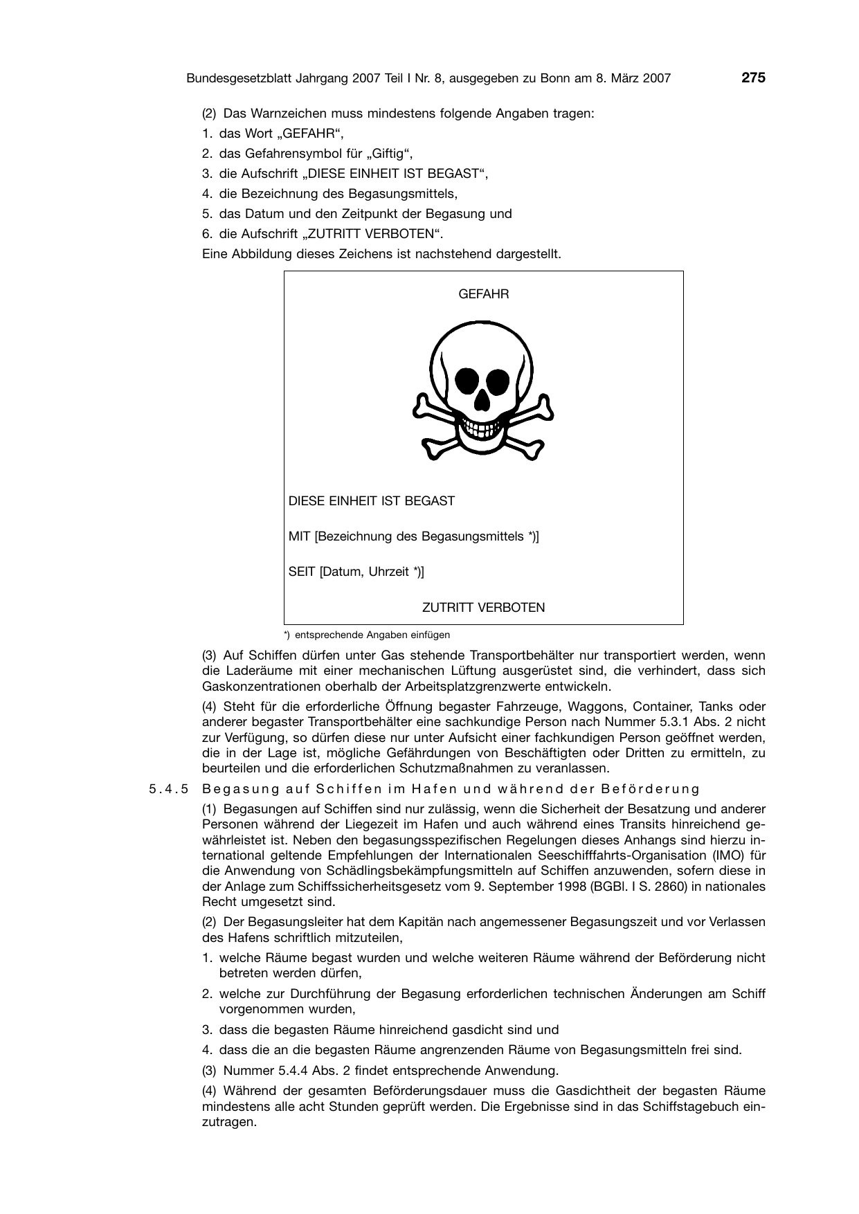 BGBl. 2007, Seite 275 — Originalseite als Abbildung