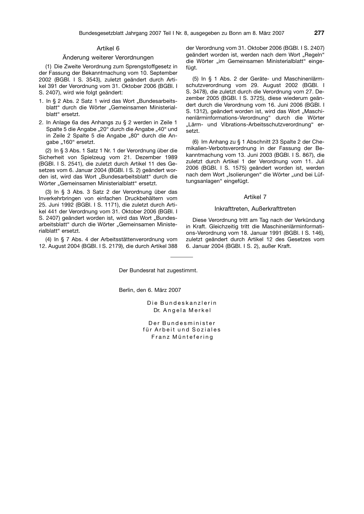 BGBl. 2007, Seite 277 — Originalseite als Abbildung
