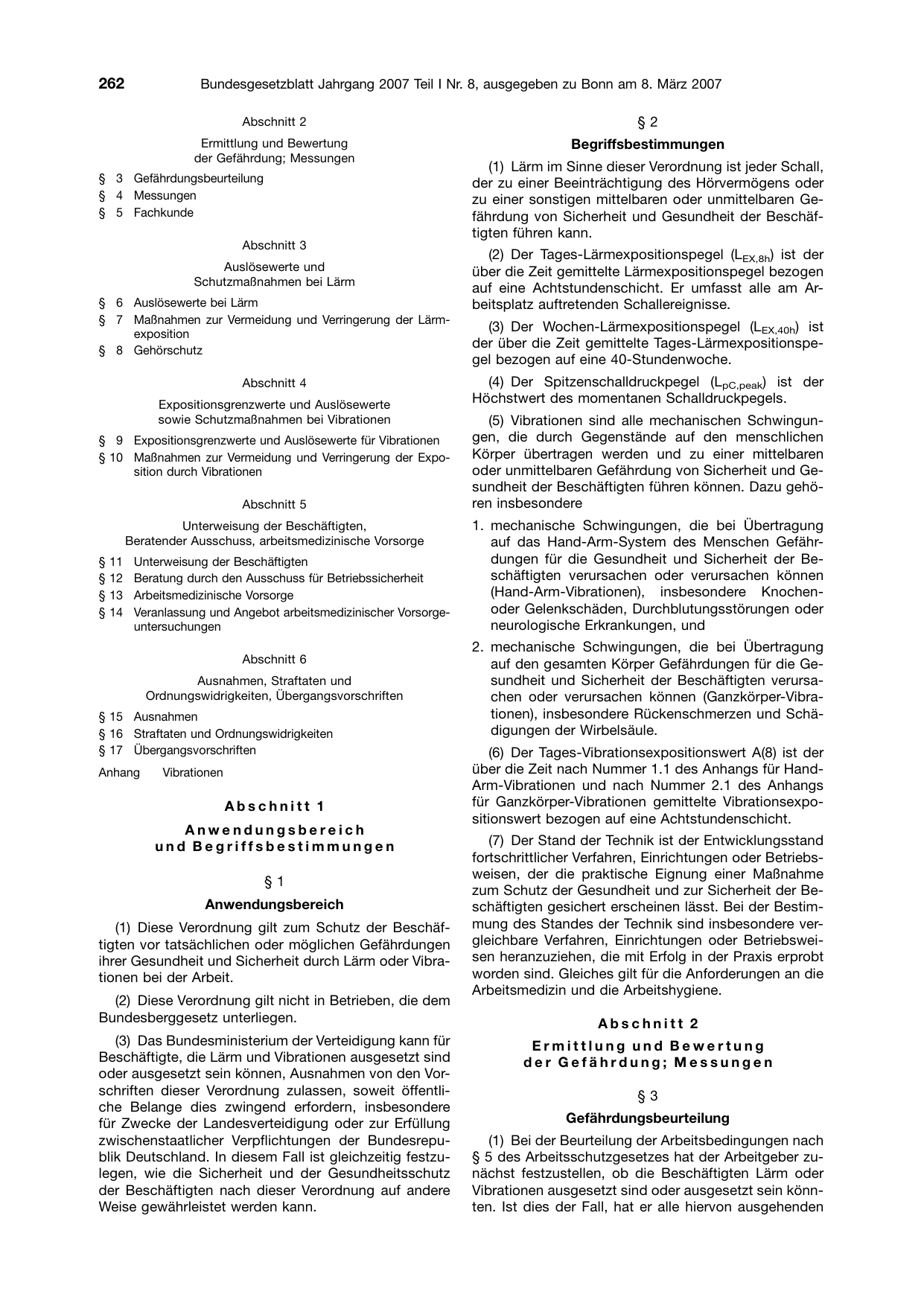 BGBl. 2007, Seite 262 — Originalseite als Abbildung