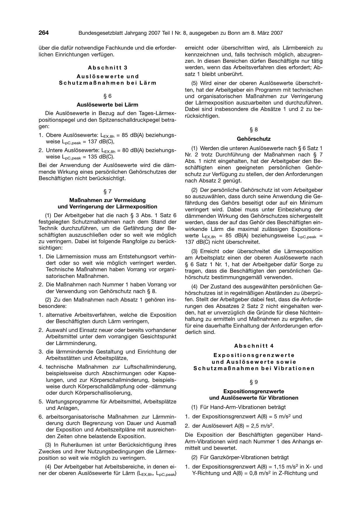 BGBl. 2007, Seite 264 — Originalseite als Abbildung