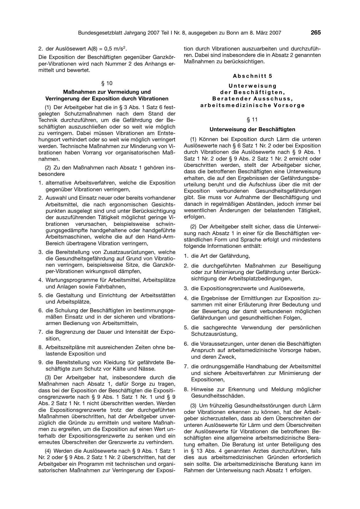 BGBl. 2007, Seite 265 — Originalseite als Abbildung
