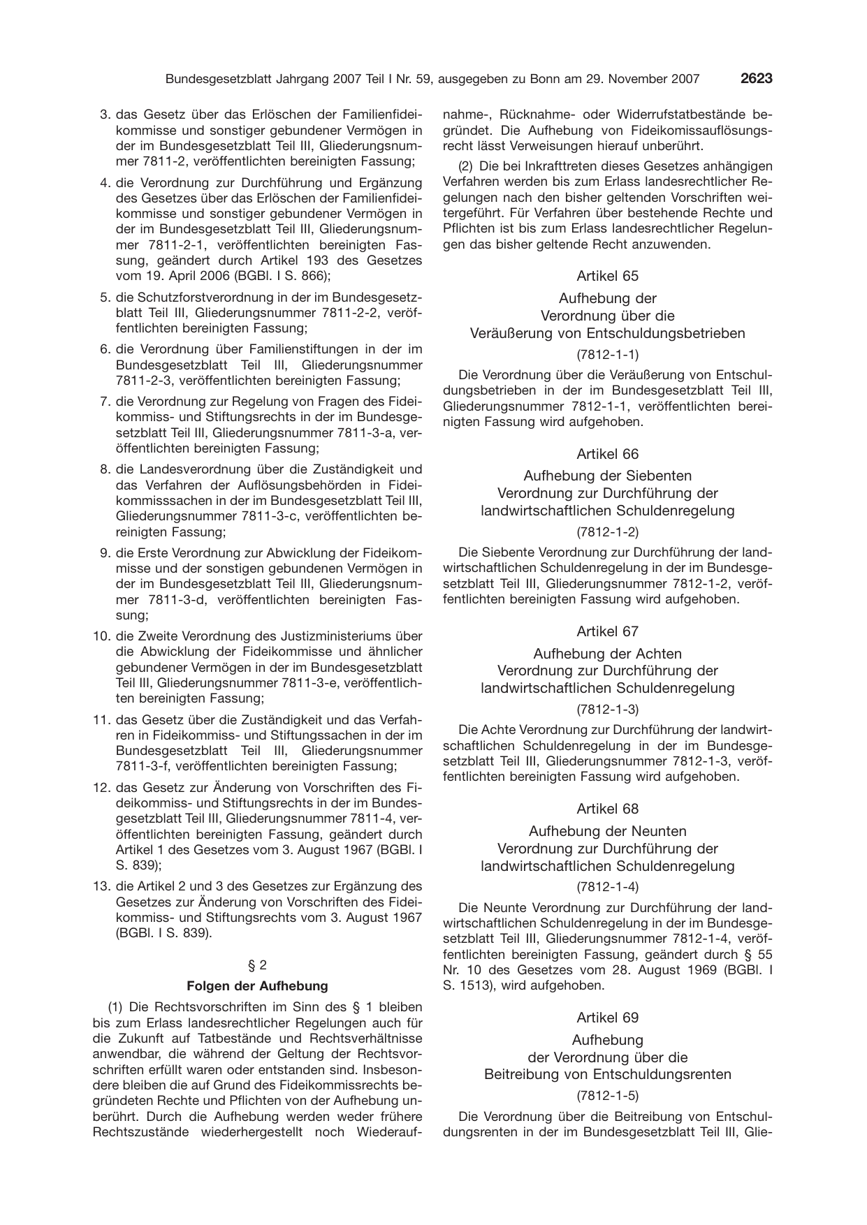 BGBl. 2007, Seite 2623 — Originalseite als Abbildung