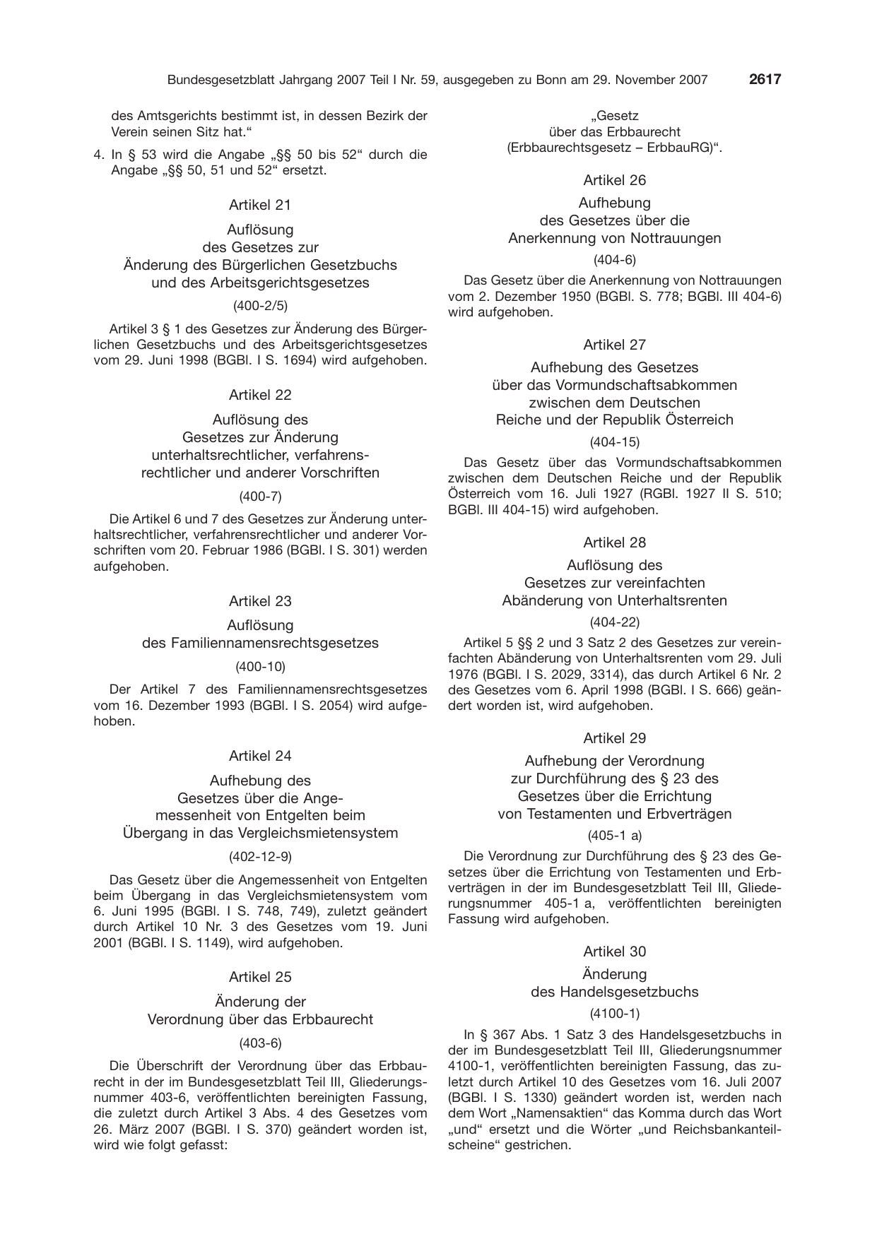 BGBl. 2007, Seite 2617 — Originalseite als Abbildung
