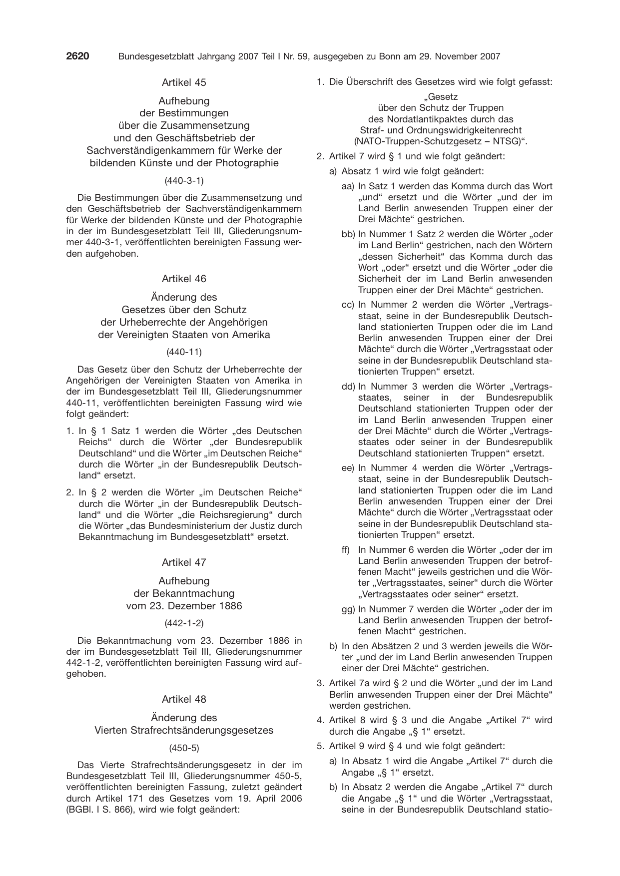BGBl. 2007, Seite 2620 — Originalseite als Abbildung