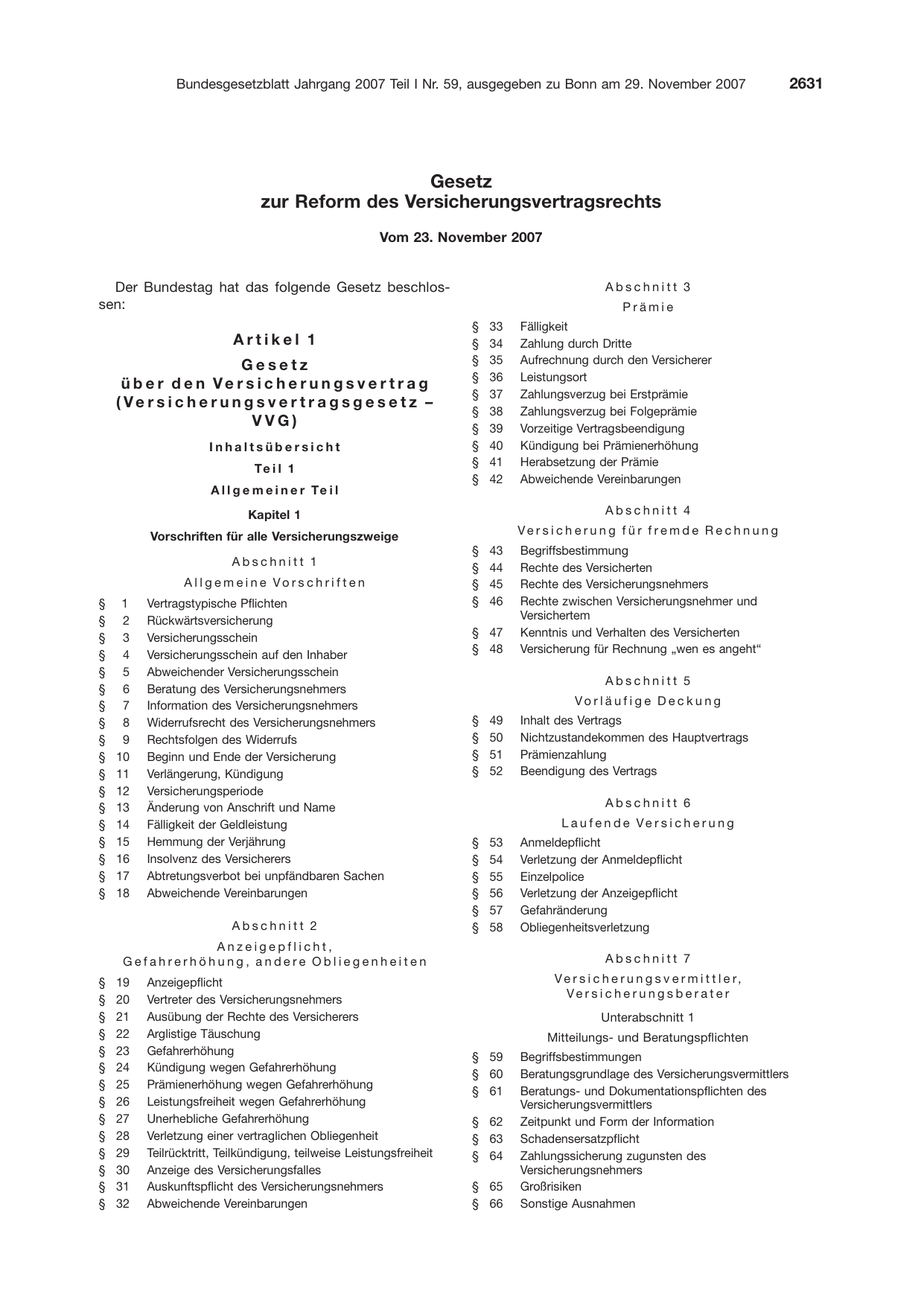 BGBl. 2007, Seite 2631 — Originalseite als Abbildung