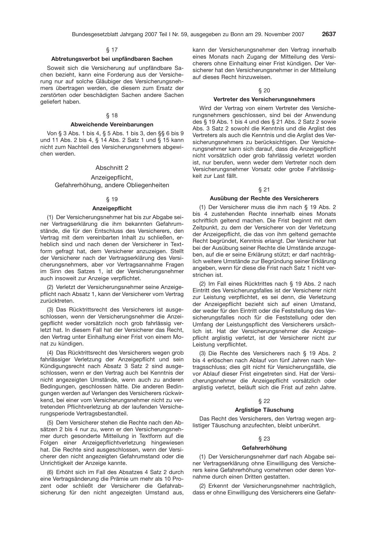 BGBl. 2007, Seite 2637 — Originalseite als Abbildung