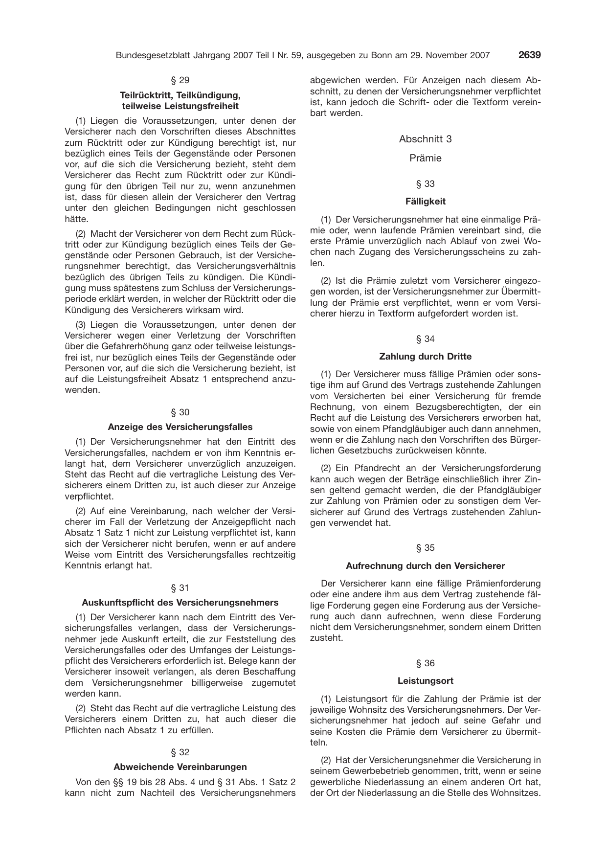 BGBl. 2007, Seite 2639 — Originalseite als Abbildung