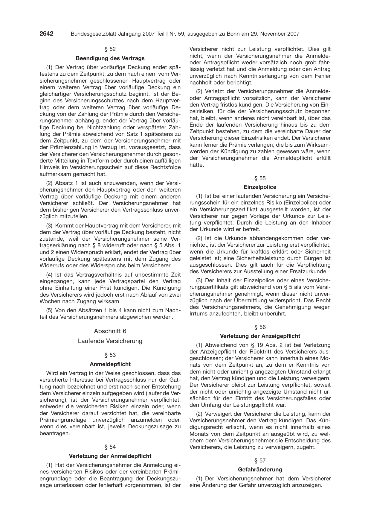 BGBl. 2007, Seite 2642 — Originalseite als Abbildung